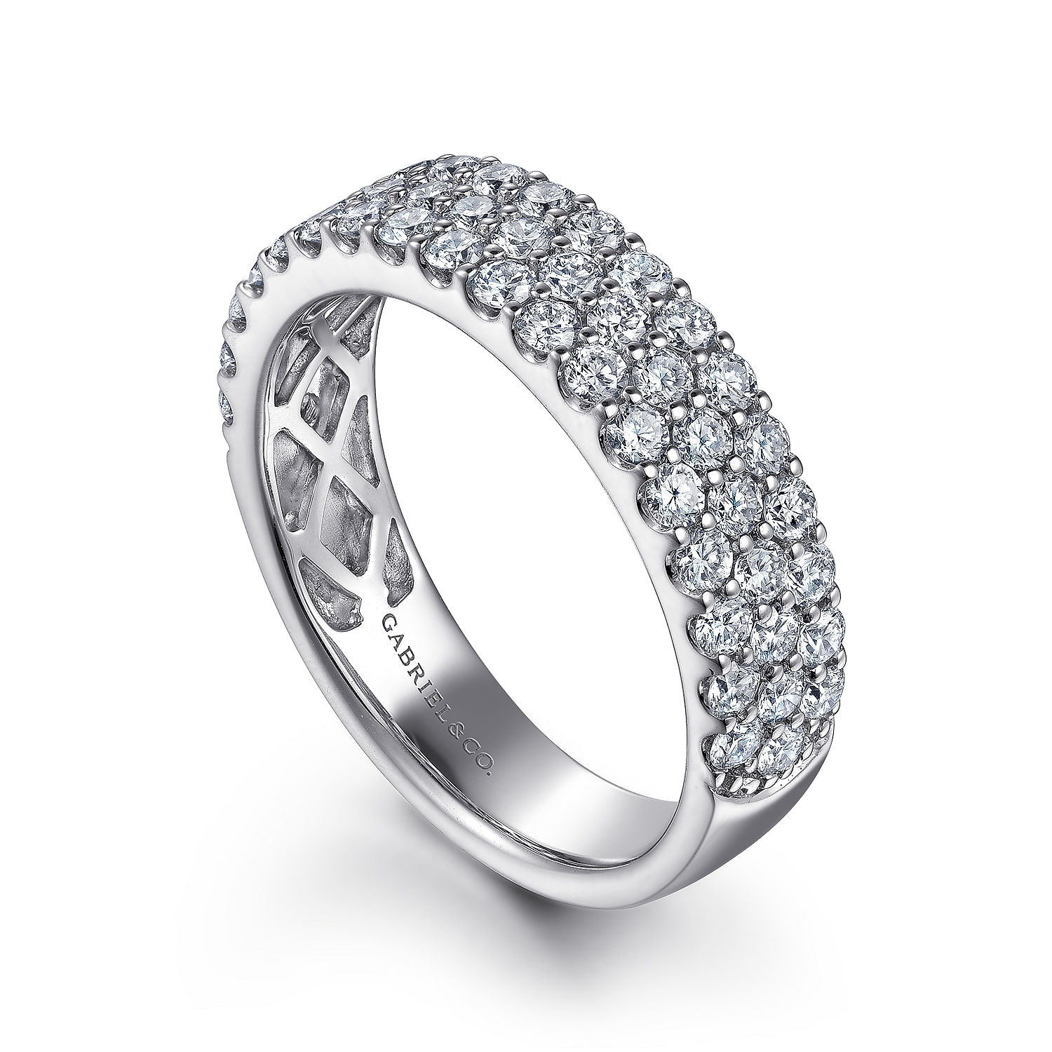 14k White Gold Diamond Fancy Anniversary Band angle 3 14k White Gold Diamond Fancy Anniversary Band angle 3