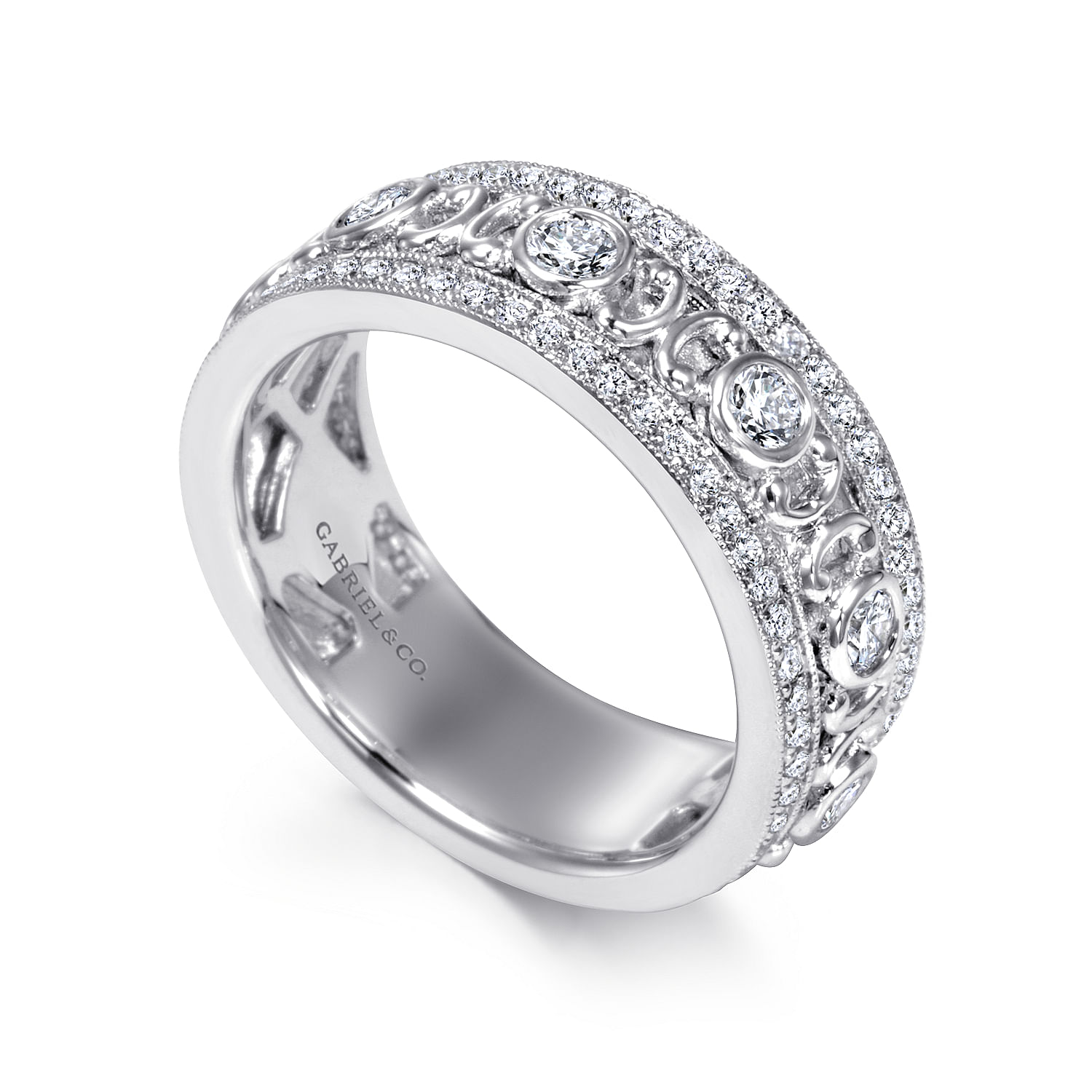 14k White Gold Diamond Fancy Anniversary Band angle 3 14k White Gold Diamond Fancy Anniversary Band angle 3