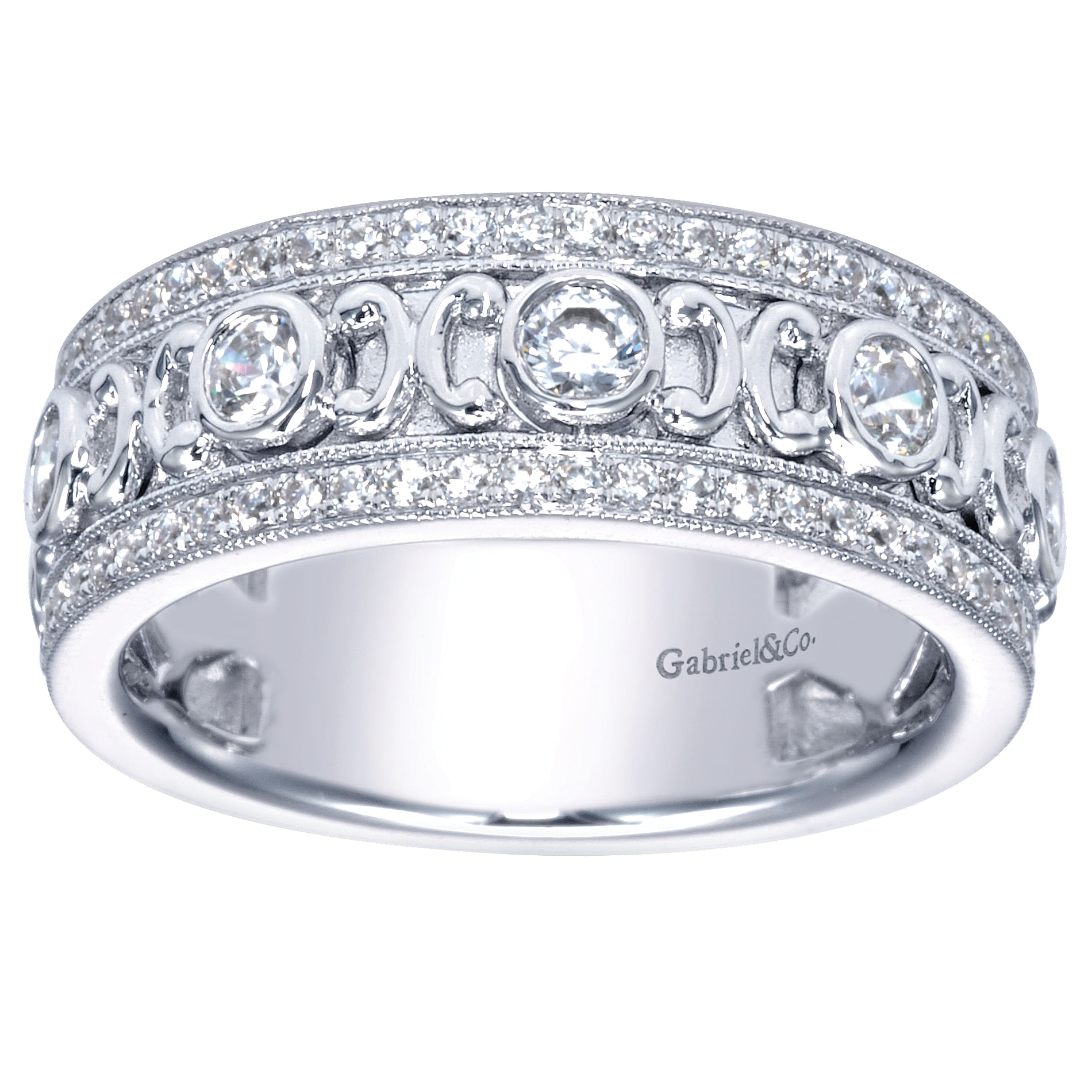14k White Gold Diamond Fancy Anniversary Band angle 5 14k White Gold Diamond Fancy Anniversary Band angle 5