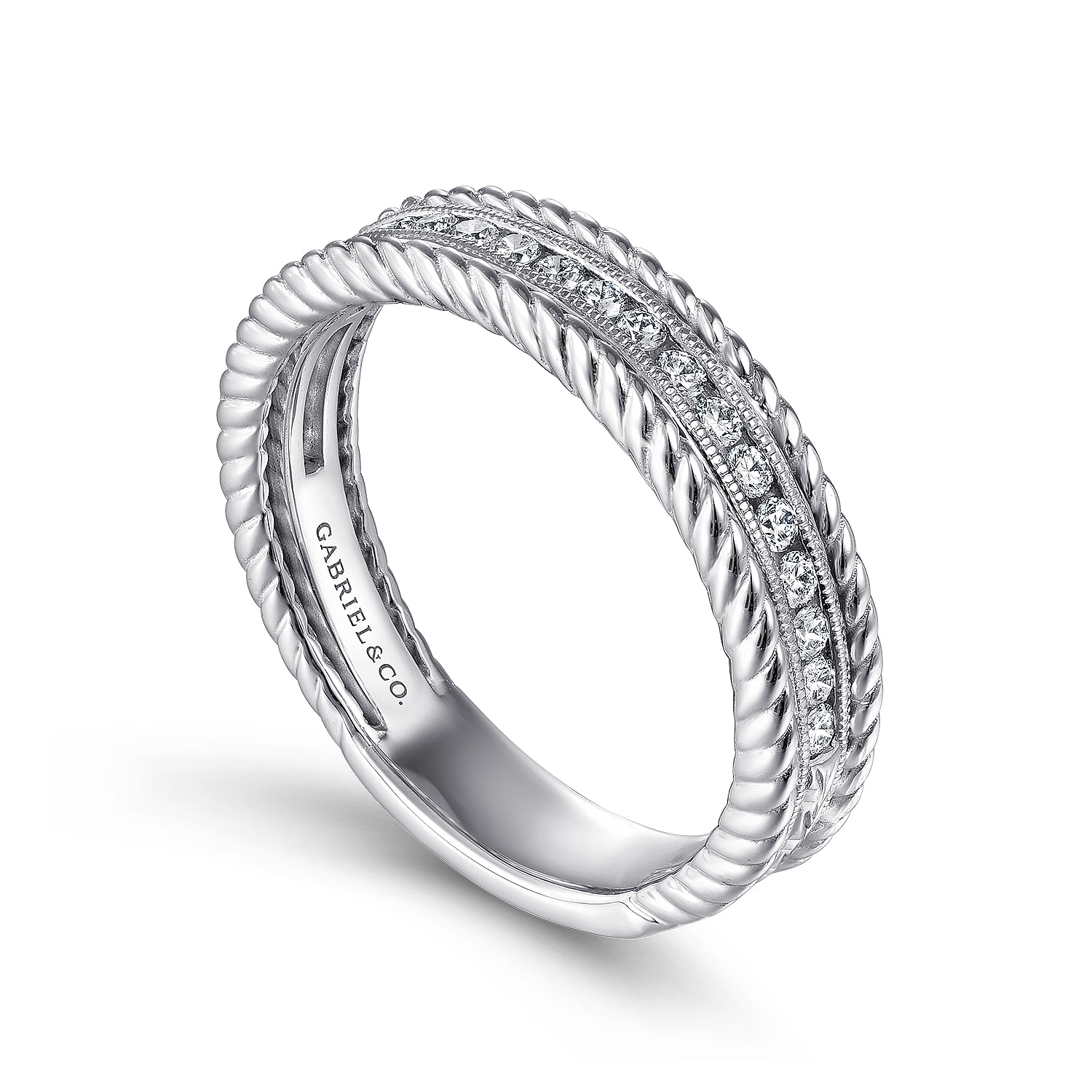 14k White Gold Diamond Fancy Anniversary Band angle 3 14k White Gold Diamond Fancy Anniversary Band angle 3