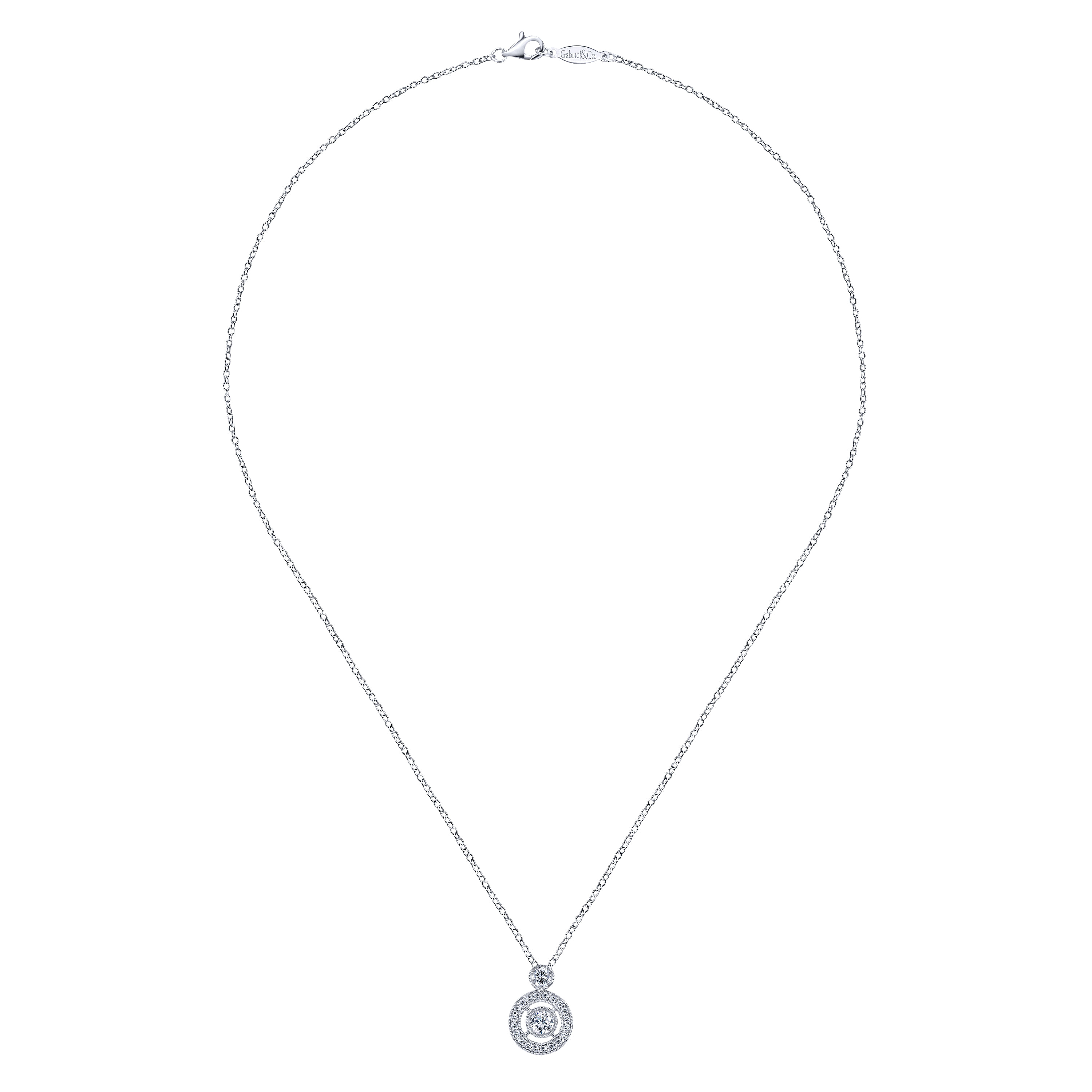 14k White Gold Diamond Fashion Necklace angle 2 14k White Gold Diamond Fashion Necklace angle 2
