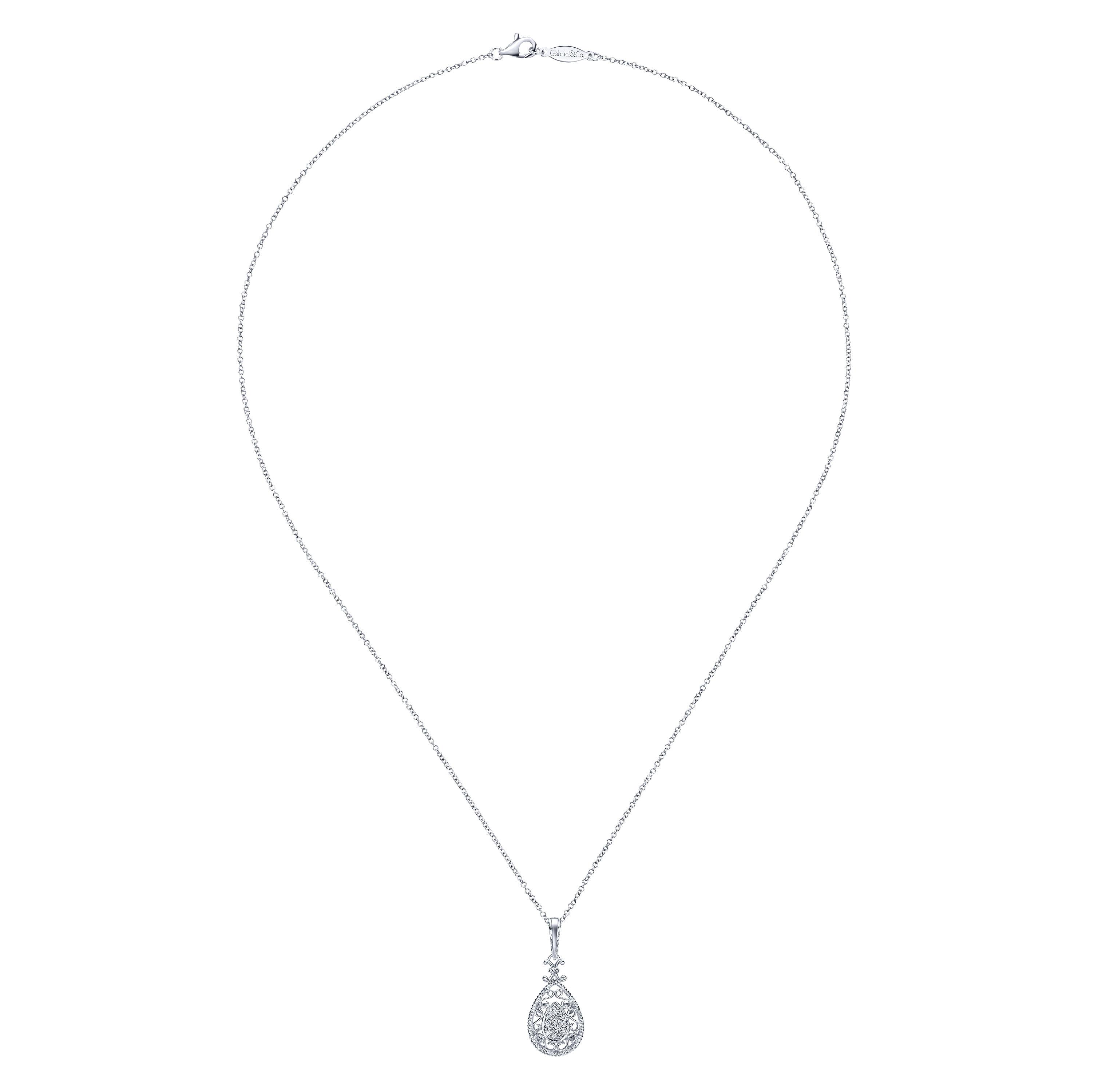 14k White Gold Diamond Fashion Necklace angle 2 14k White Gold Diamond Fashion Necklace angle 2