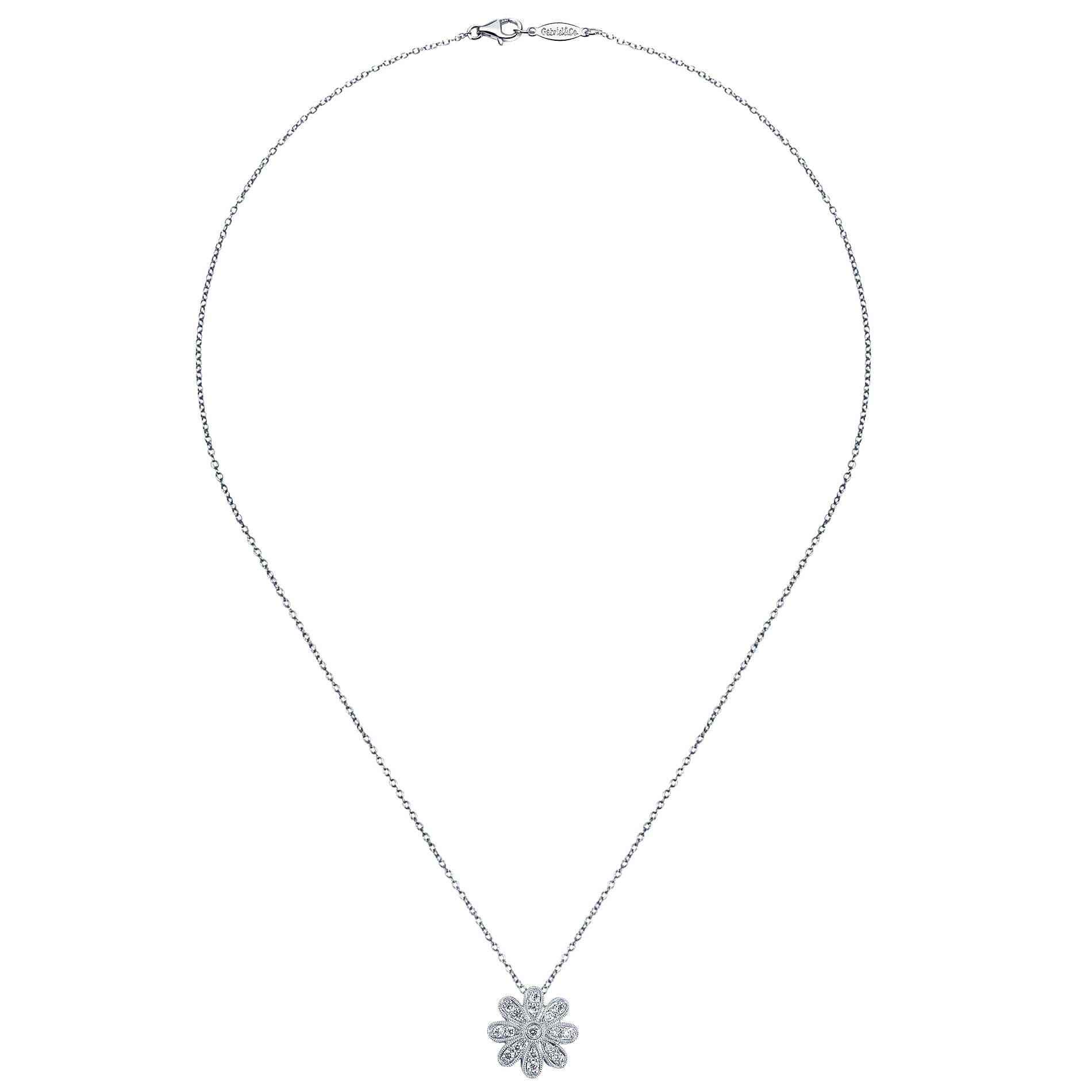 14k White Gold Diamond Fashion Necklace angle 2 14k White Gold Diamond Fashion Necklace angle 2