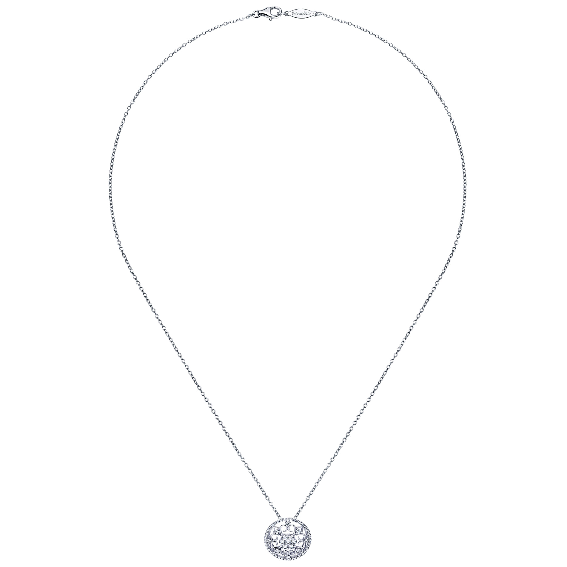 14k White Gold Diamond Fashion Necklace angle 2 14k White Gold Diamond Fashion Necklace angle 2