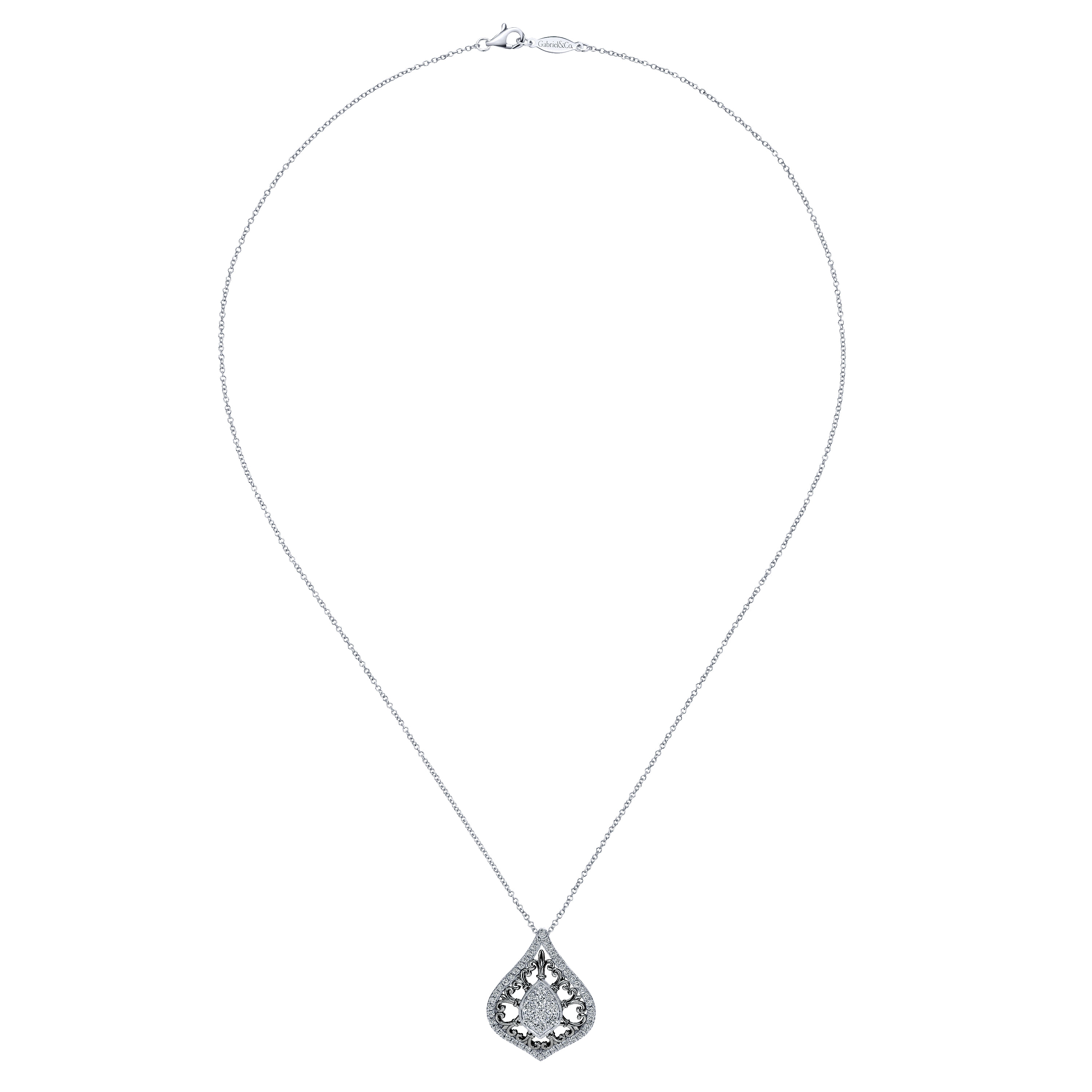 14k White Gold Diamond Fashion Necklace angle 2 14k White Gold Diamond Fashion Necklace angle 2