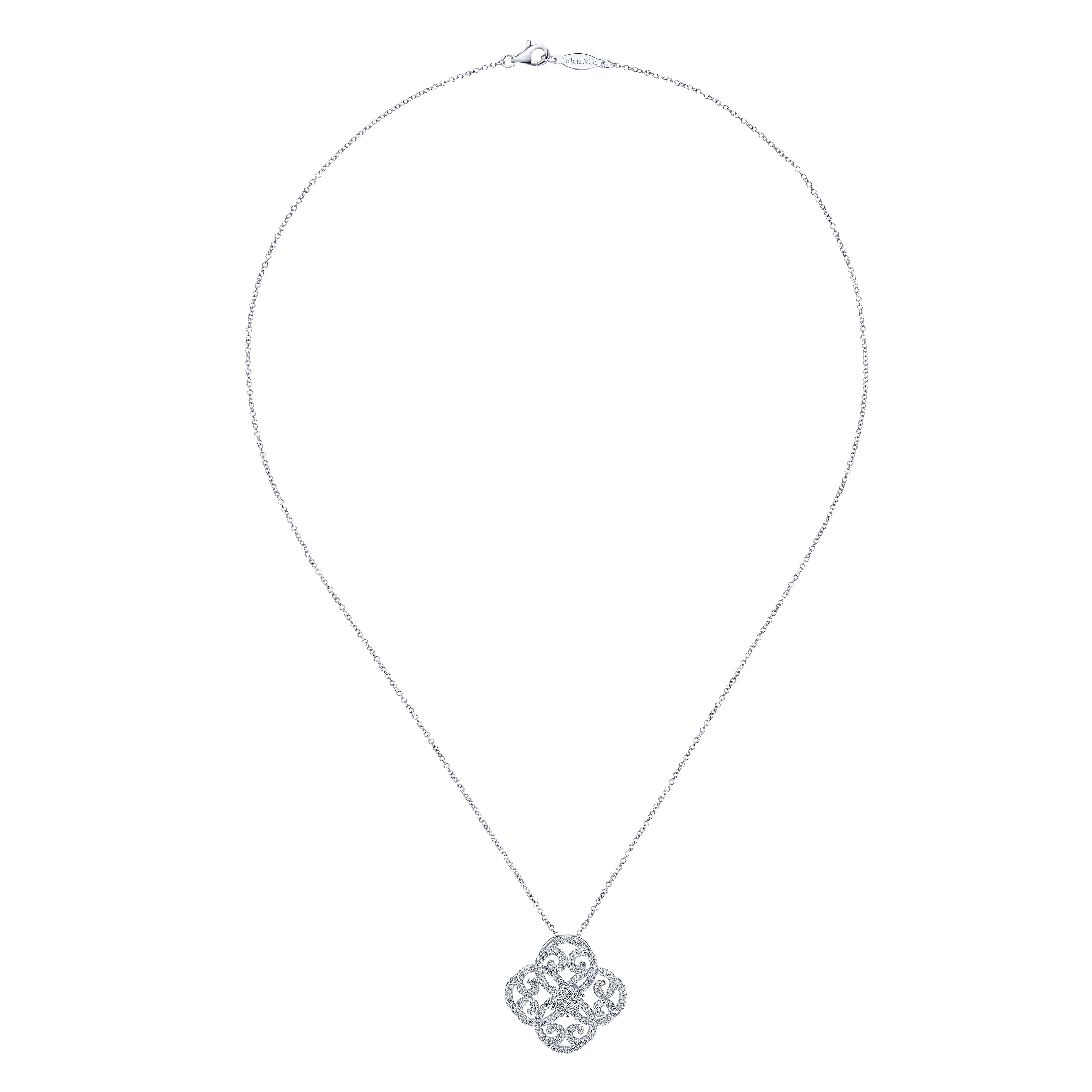 14k White Gold Diamond Fashion Necklace angle 2 14k White Gold Diamond Fashion Necklace angle 2