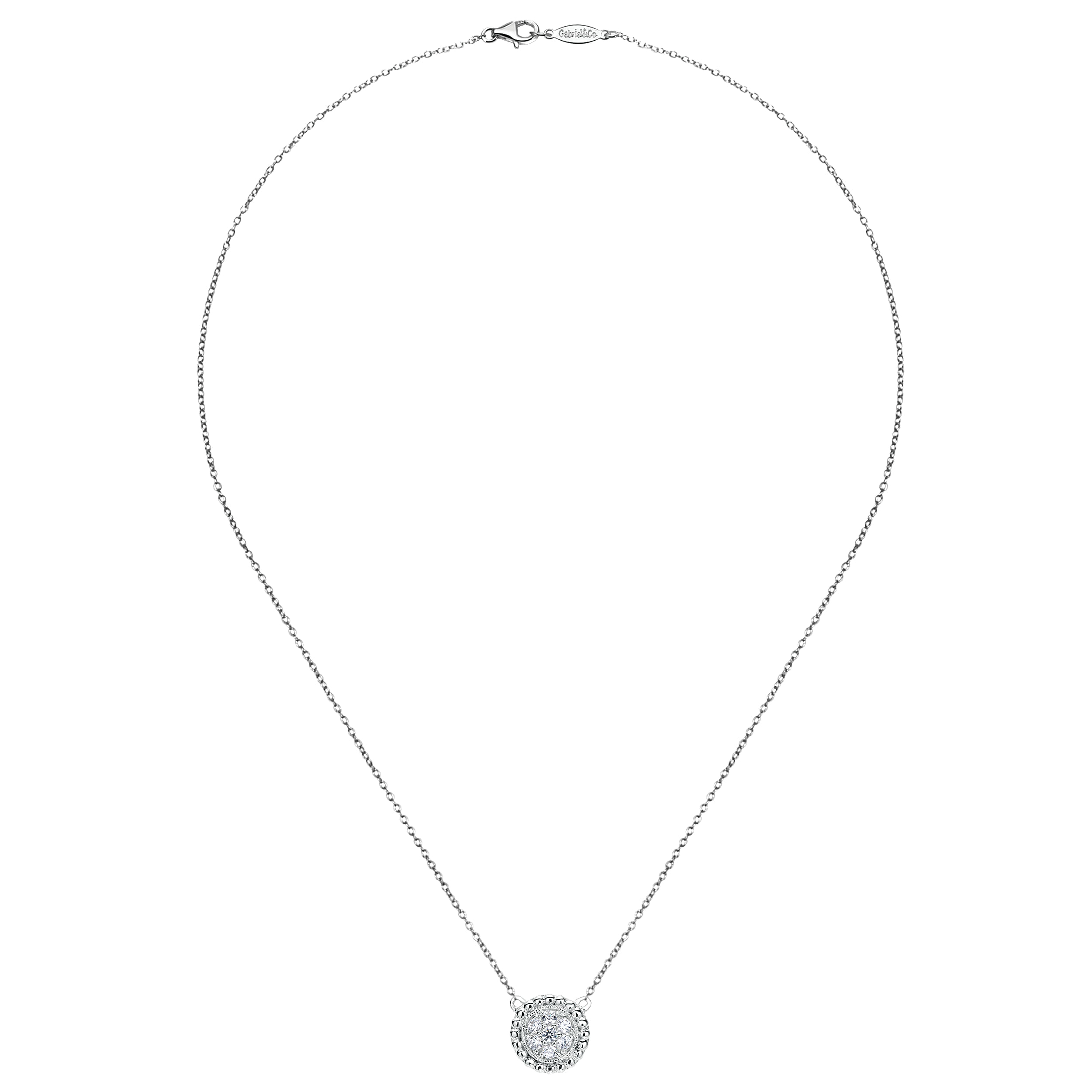 14k White Gold Diamond Fashion Necklace angle 2 14k White Gold Diamond Fashion Necklace angle 2