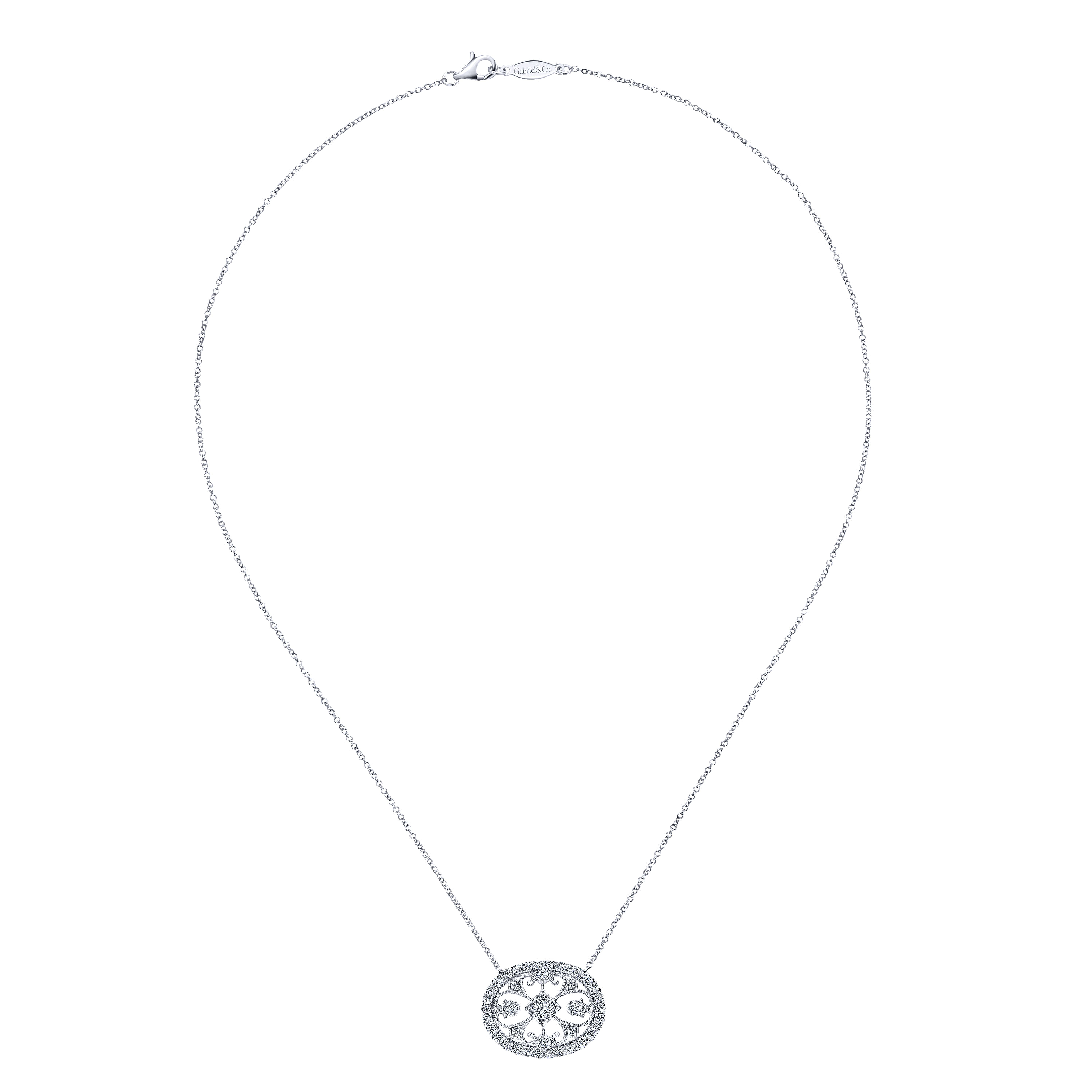 14k White Gold Diamond Fashion Necklace angle 2 14k White Gold Diamond Fashion Necklace angle 2