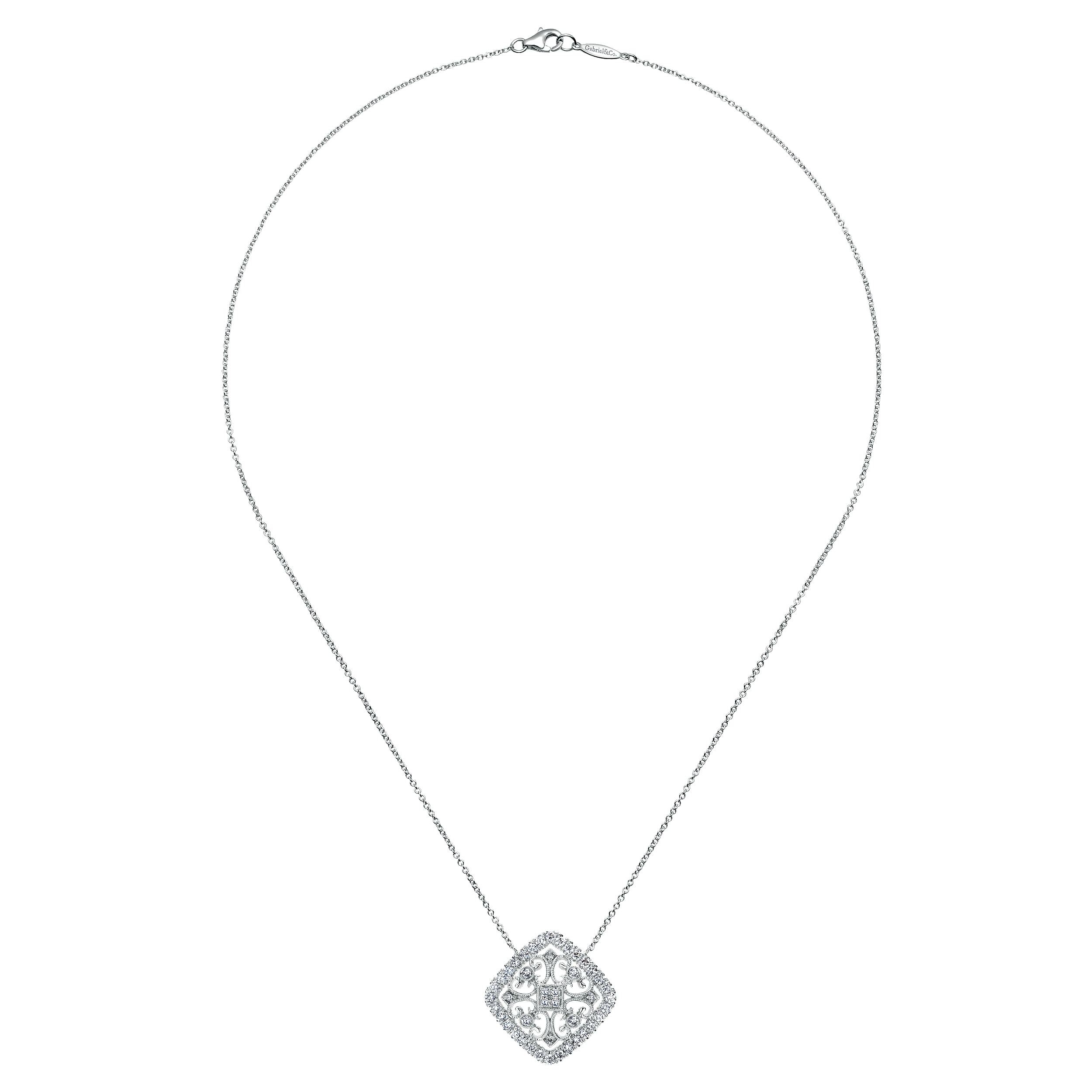 14k White Gold Diamond Fashion Necklace angle 2 14k White Gold Diamond Fashion Necklace angle 2