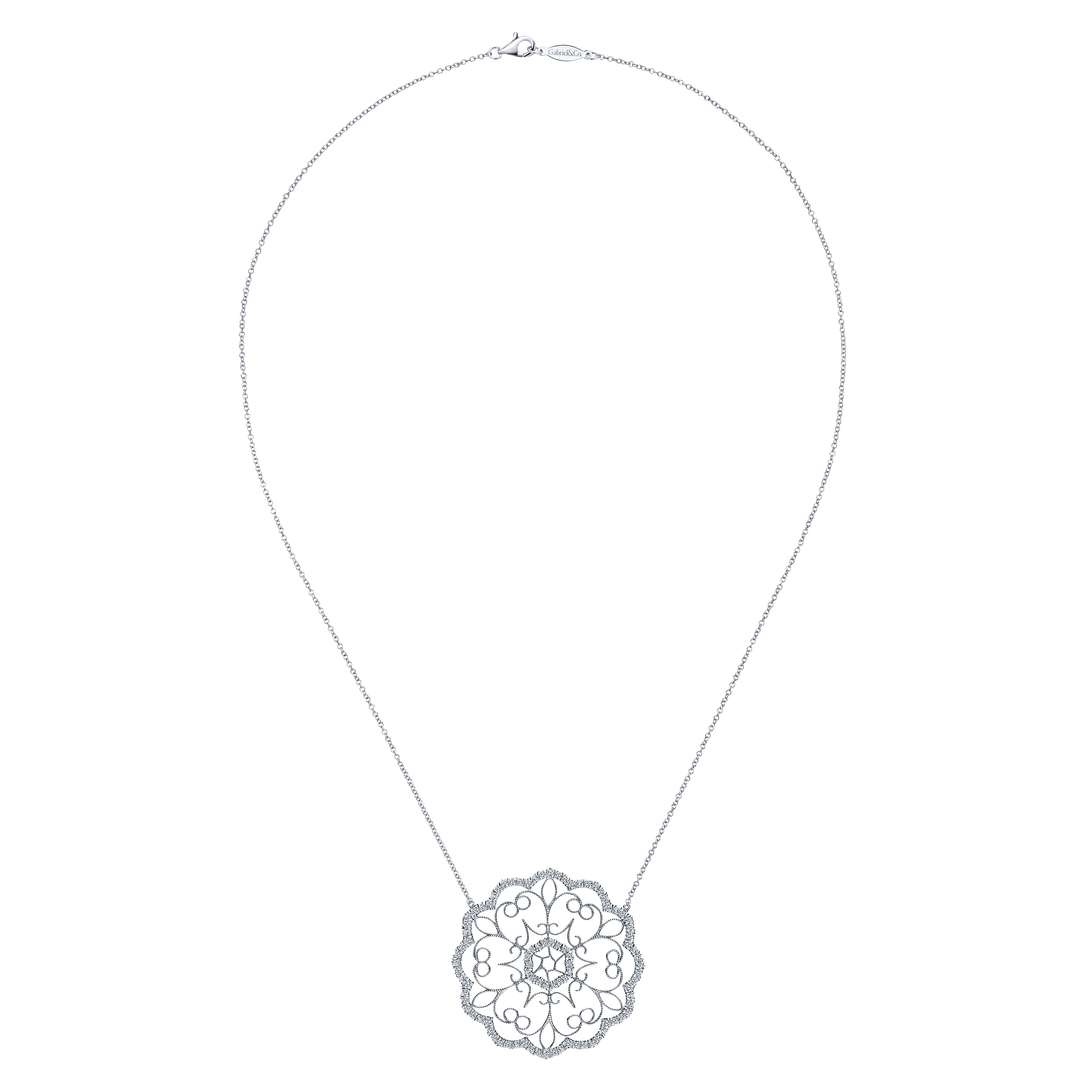 14k White Gold Diamond Fashion Necklace angle 2 14k White Gold Diamond Fashion Necklace angle 2