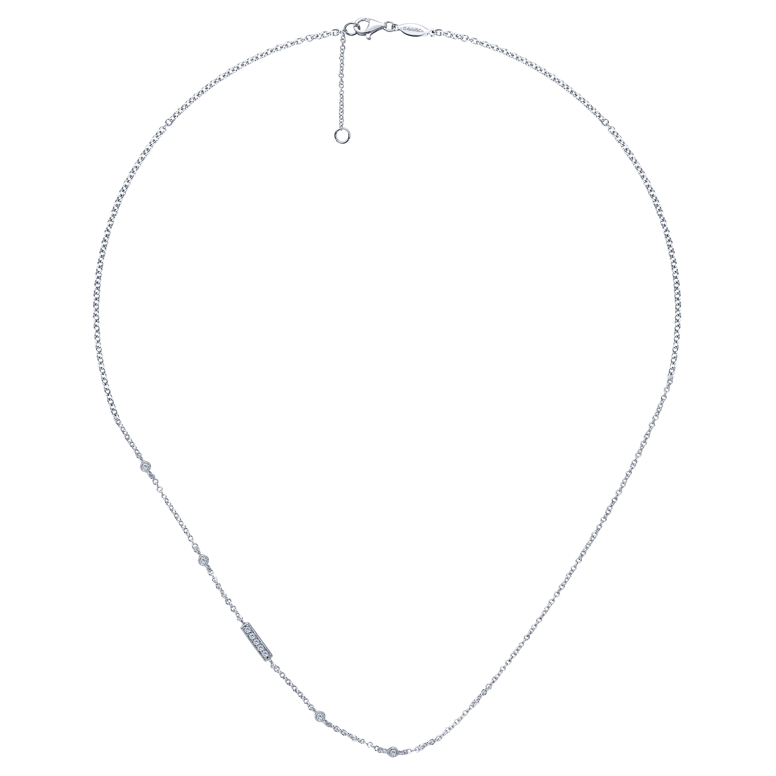 14k White Gold Diamond Fashion Necklace angle 2 14k White Gold Diamond Fashion Necklace angle 2