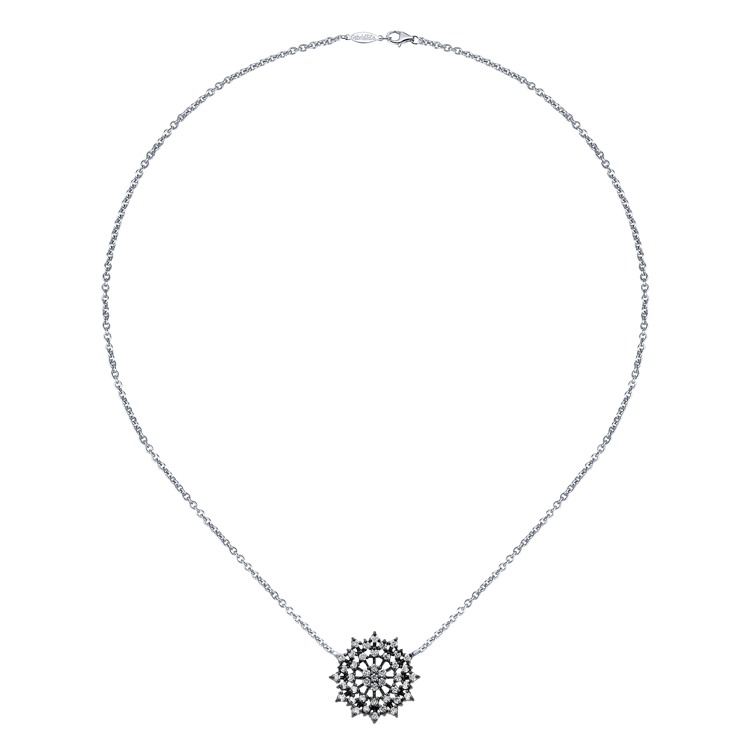 14k White Gold Diamond Fashion Necklace angle 2 14k White Gold Diamond Fashion Necklace angle 2