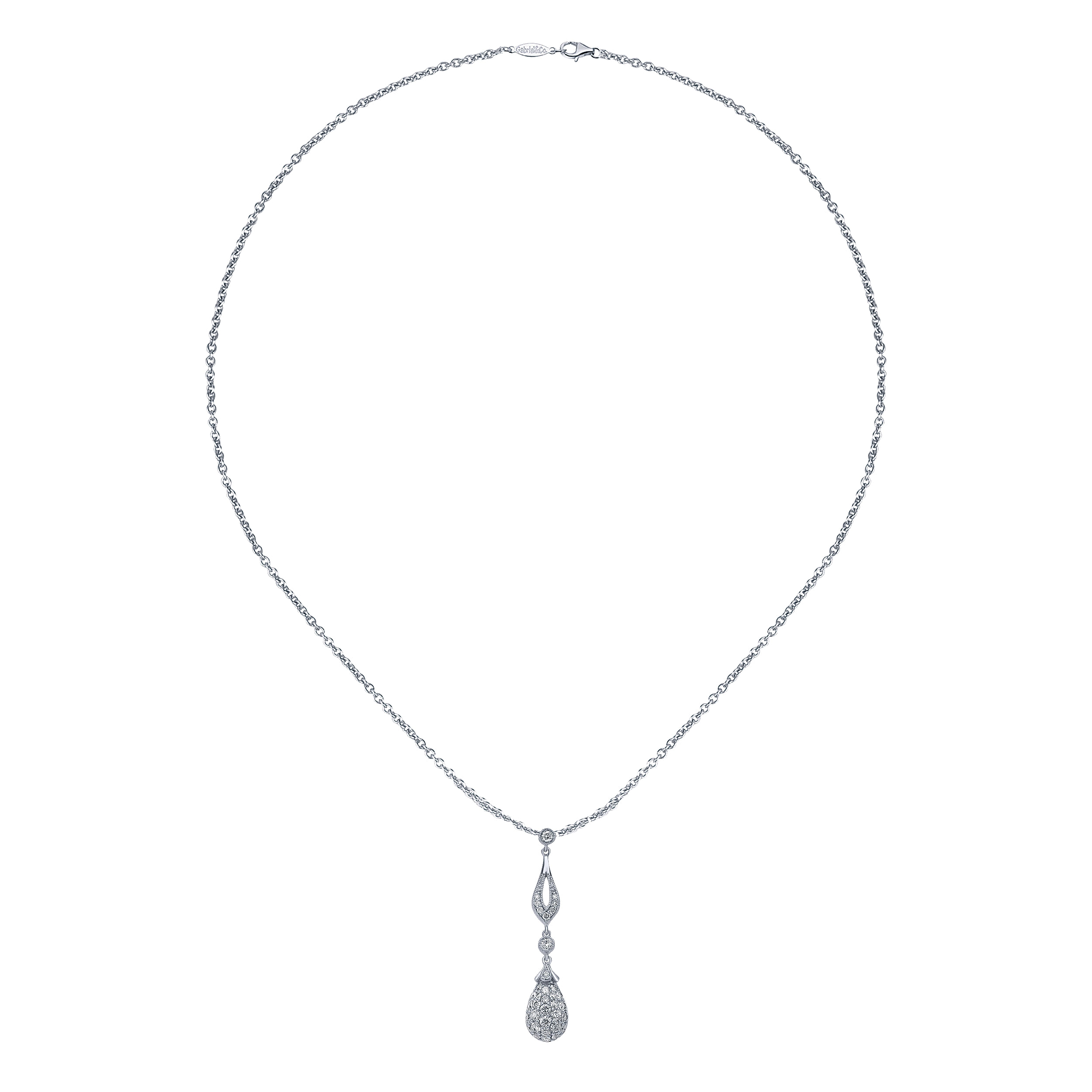 14k White Gold Diamond Fashion Necklace angle 2 14k White Gold Diamond Fashion Necklace angle 2