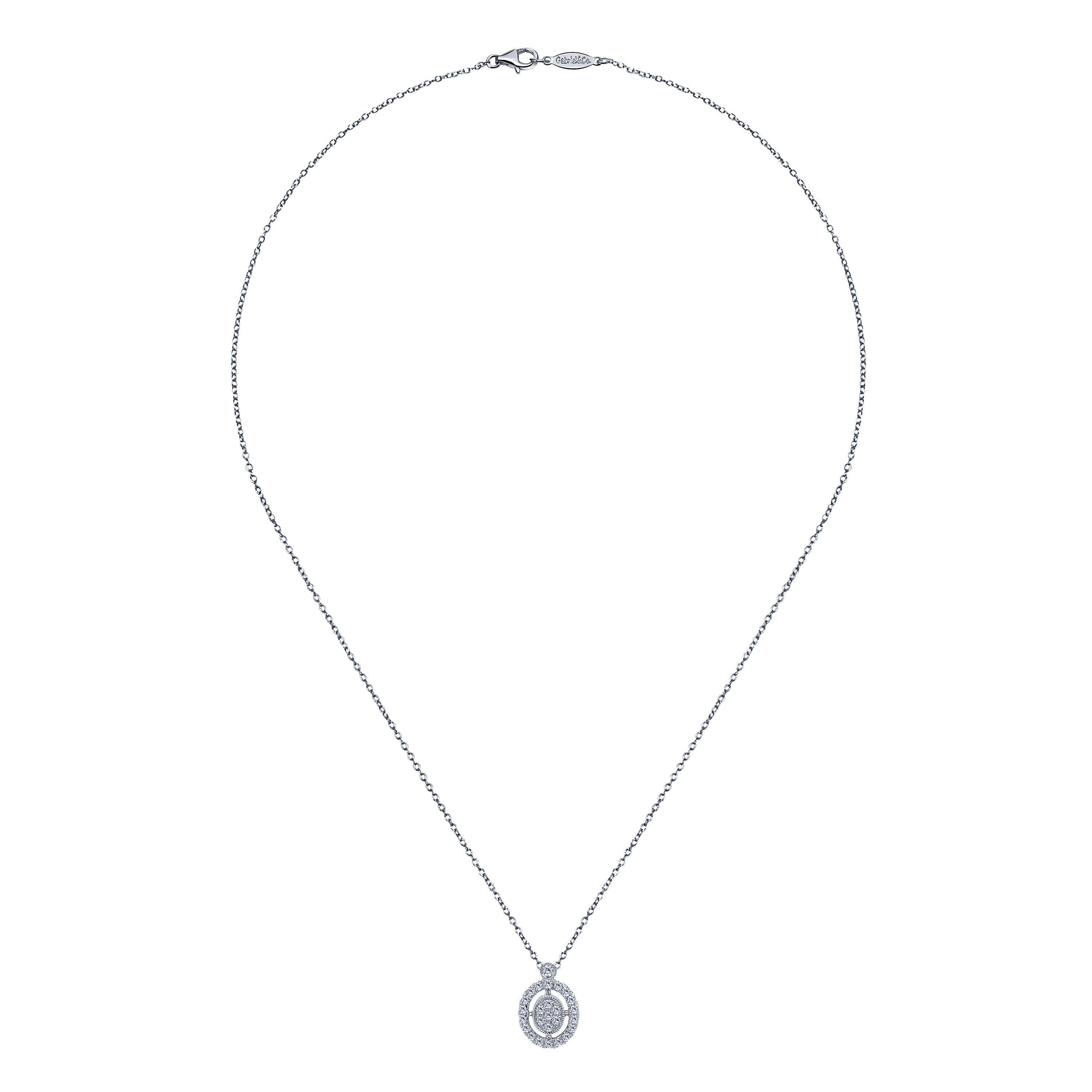 14k White Gold Diamond Fashion Necklace angle 2 14k White Gold Diamond Fashion Necklace angle 2