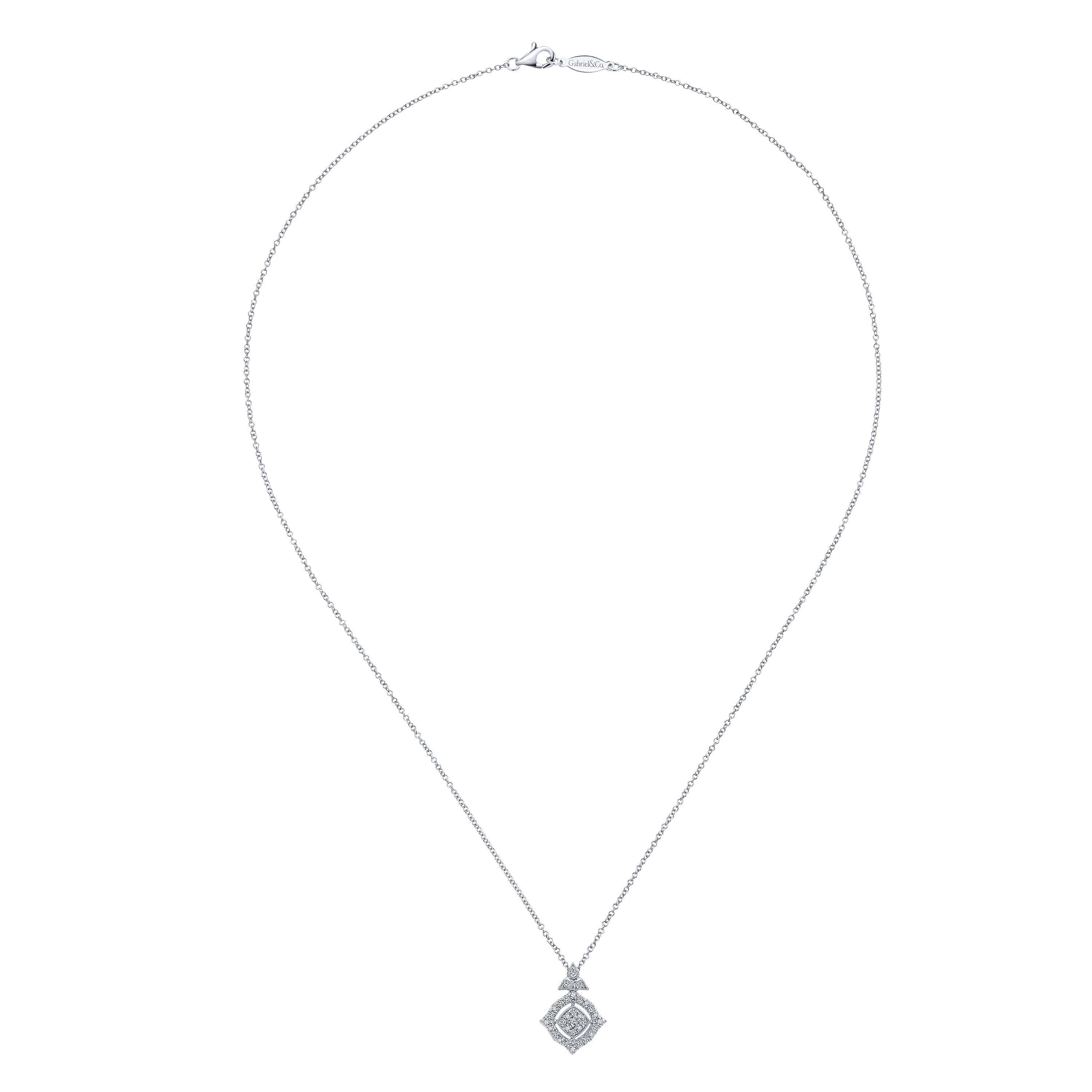 14k White Gold Diamond Fashion Necklace angle 2 14k White Gold Diamond Fashion Necklace angle 2