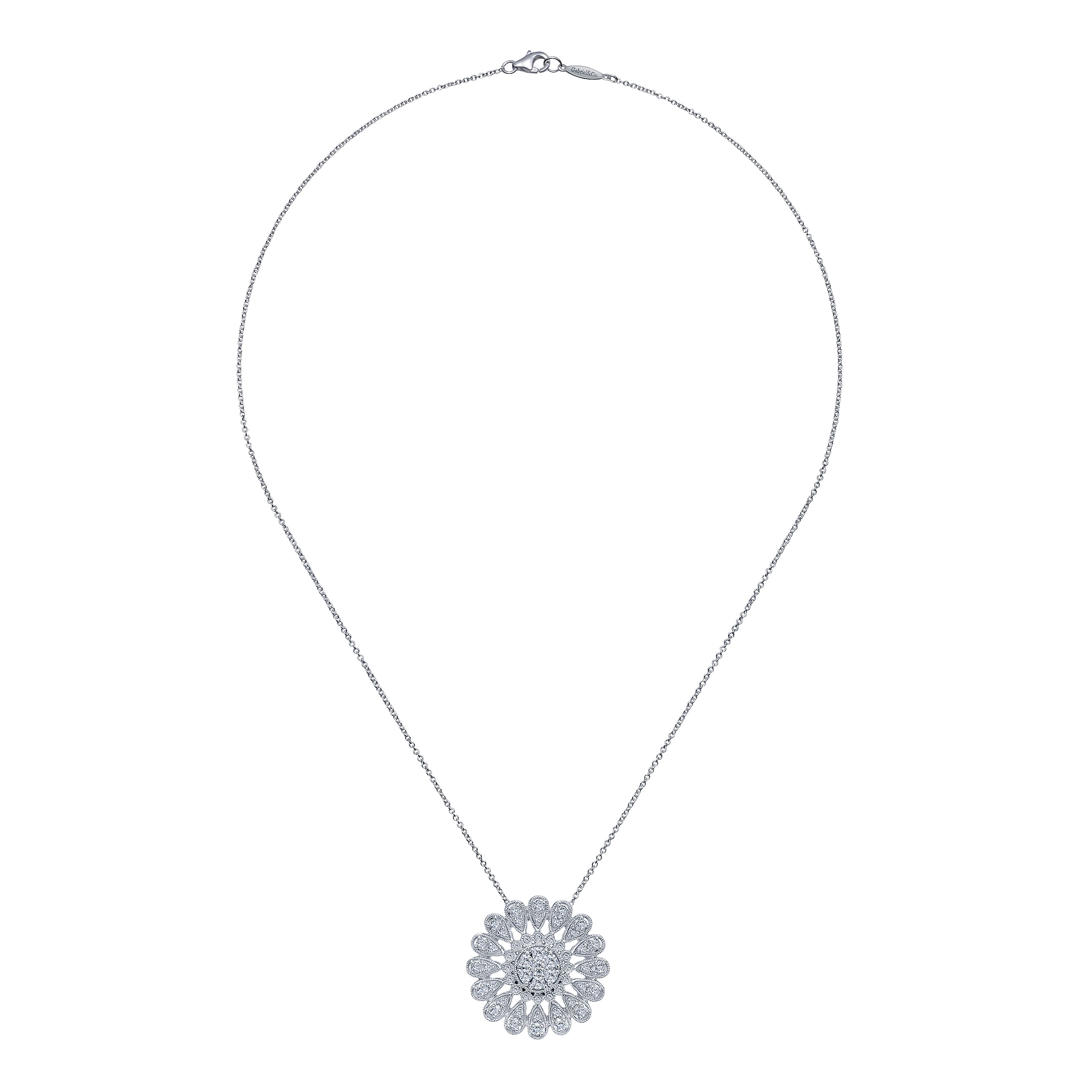 14k White Gold Diamond Fashion Necklace angle 2 14k White Gold Diamond Fashion Necklace angle 2