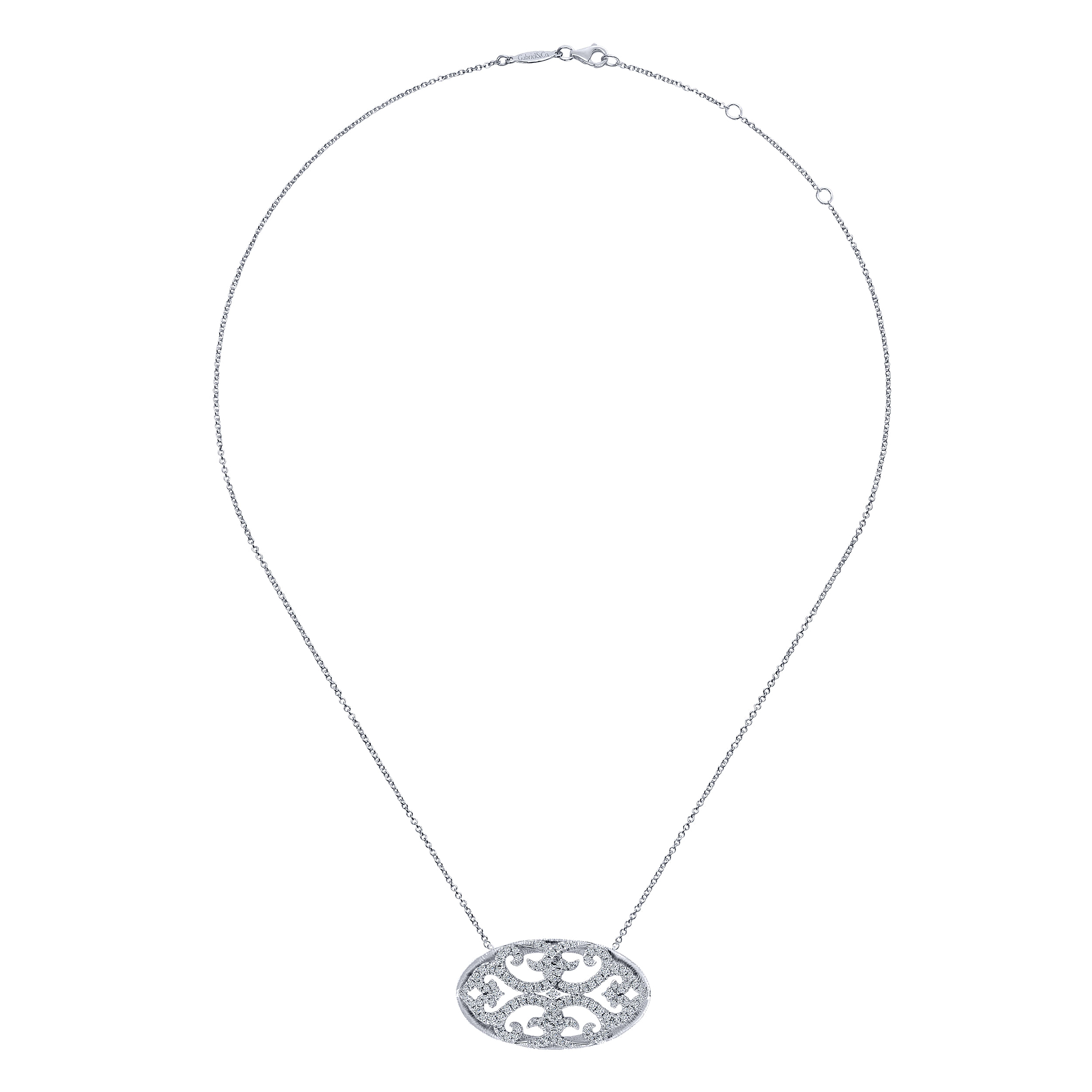 14k White Gold Diamond Fashion Necklace angle 2 14k White Gold Diamond Fashion Necklace angle 2