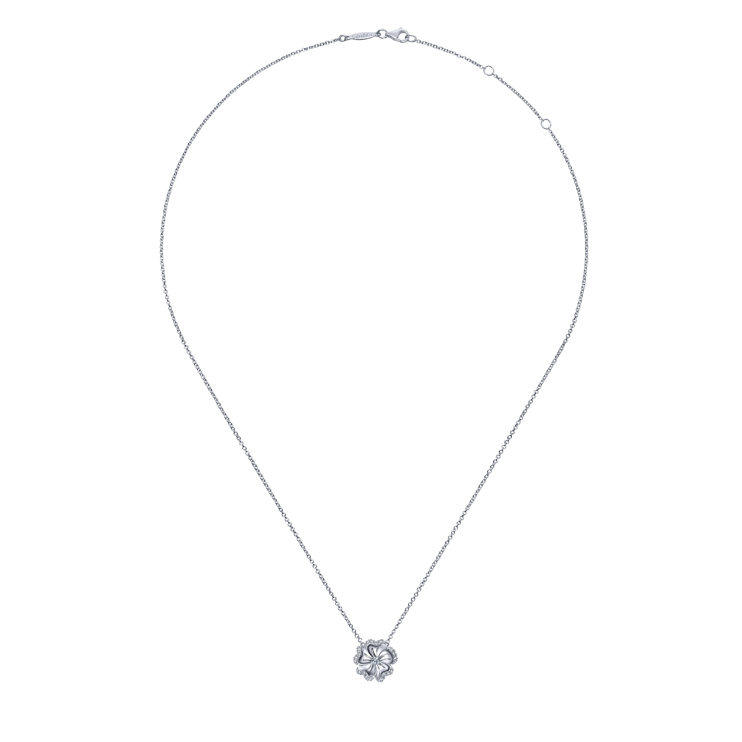14k White Gold Diamond Fashion Necklace angle 2 14k White Gold Diamond Fashion Necklace angle 2