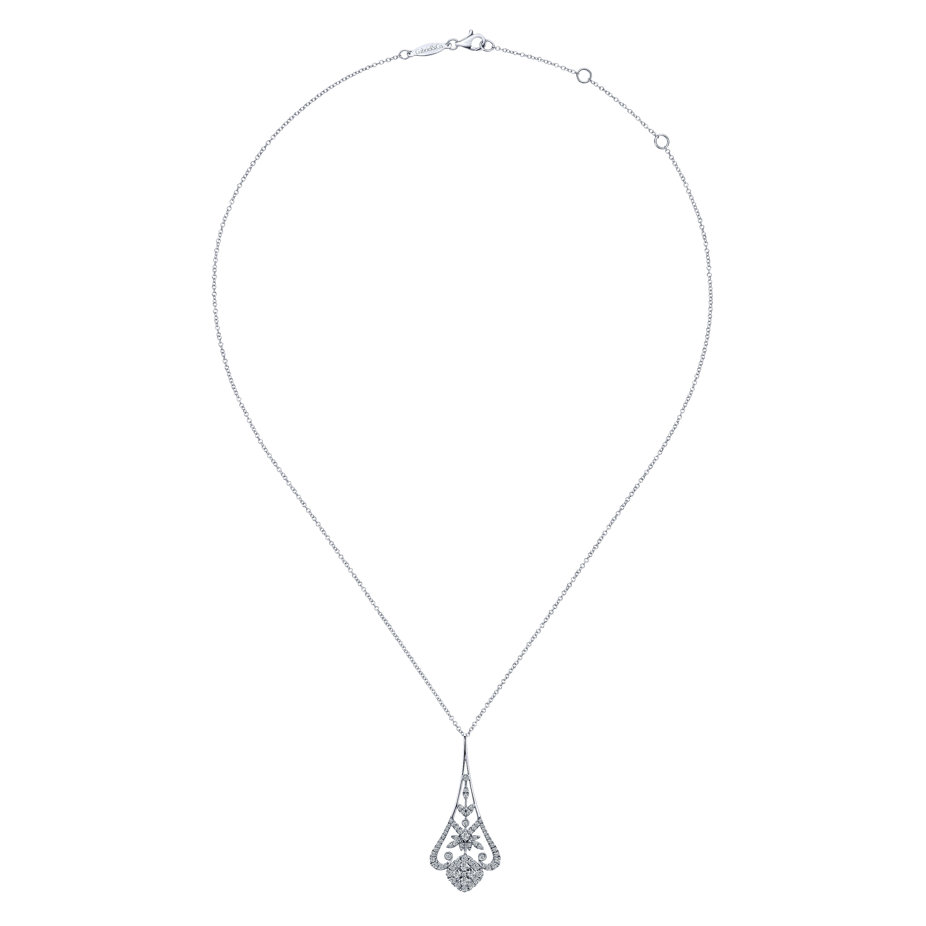 14k White Gold Diamond Fashion Necklace angle 2 14k White Gold Diamond Fashion Necklace angle 2