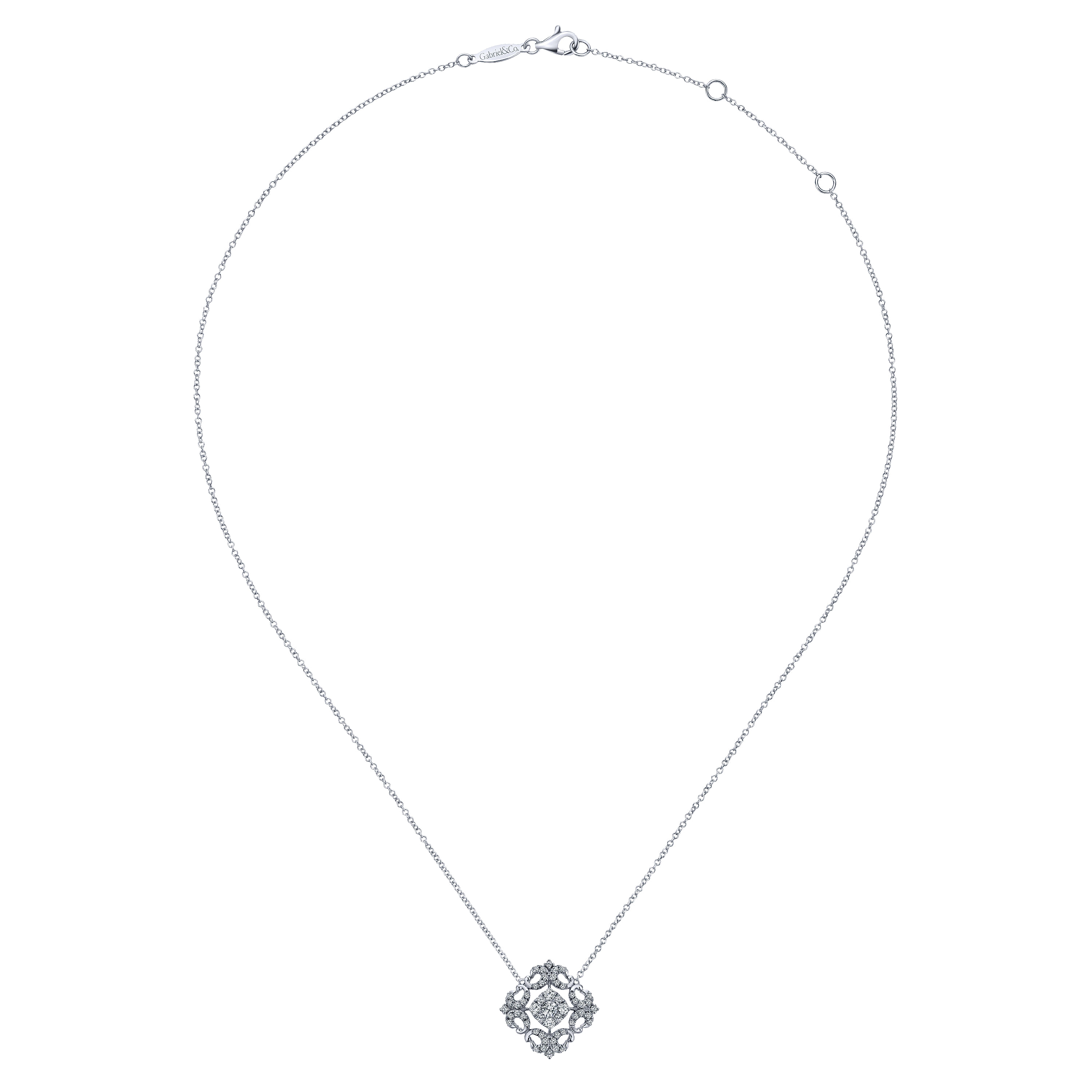 14k White Gold Diamond Fashion Necklace angle 2 14k White Gold Diamond Fashion Necklace angle 2