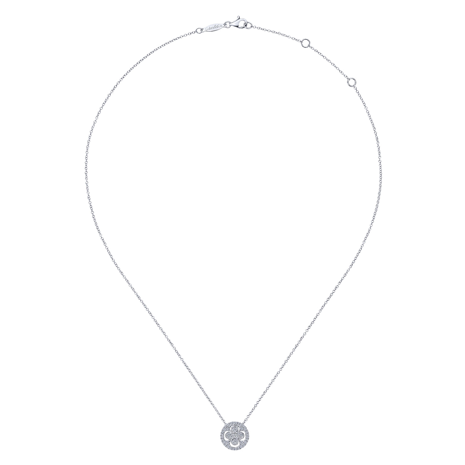 14k White Gold Diamond Fashion Necklace angle 2 14k White Gold Diamond Fashion Necklace angle 2