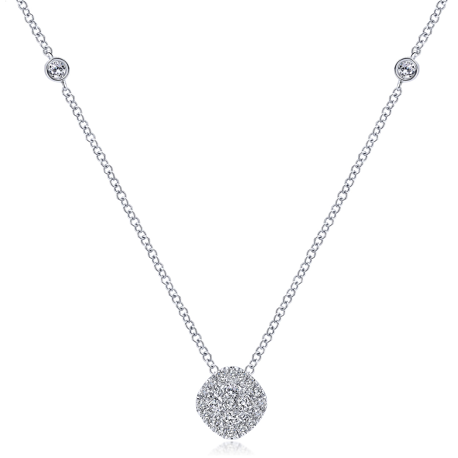 14k White Gold Diamond Fashion Necklace angle 2 14k White Gold Diamond Fashion Necklace angle 2