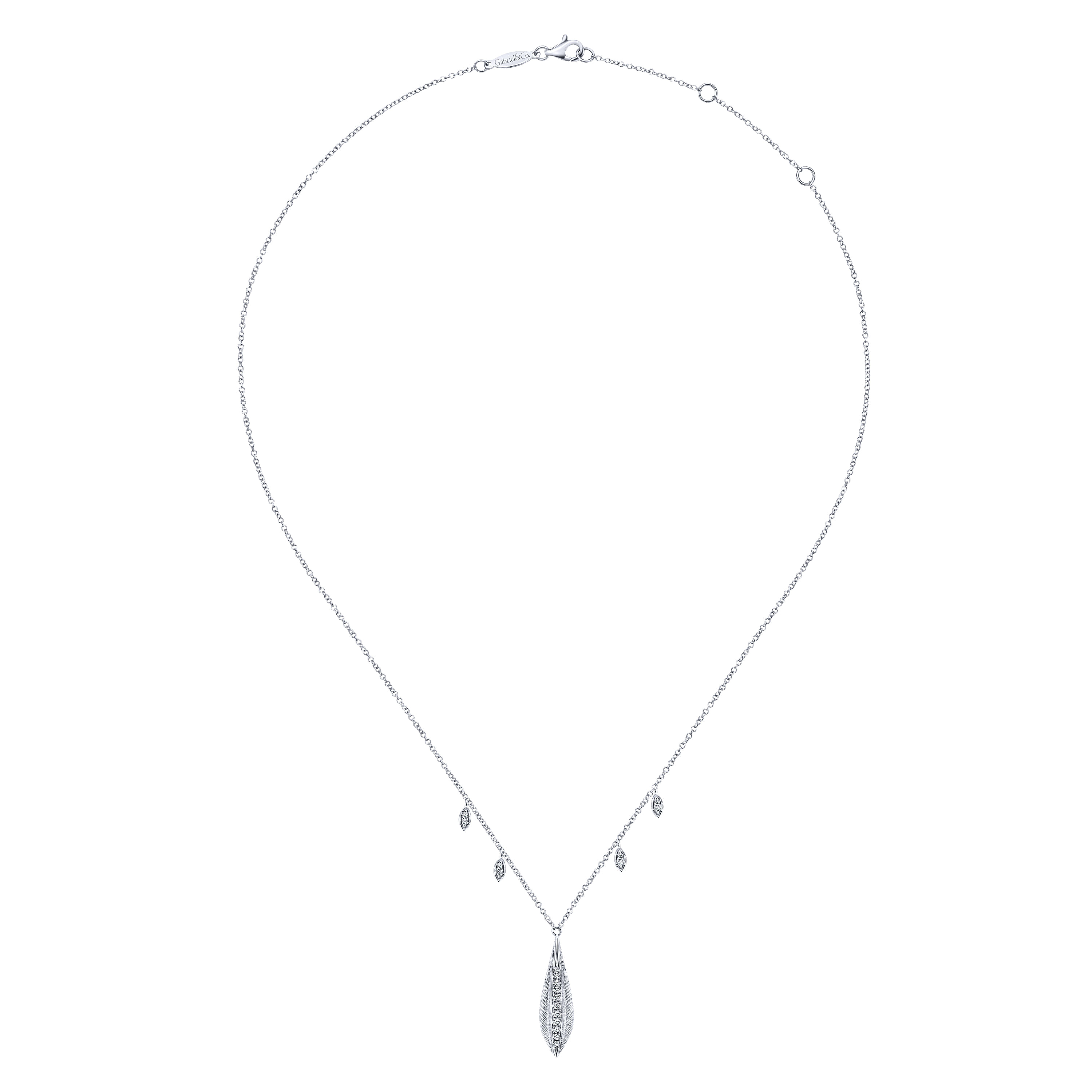 14k White Gold Diamond Fashion Necklace angle 2 14k White Gold Diamond Fashion Necklace angle 2