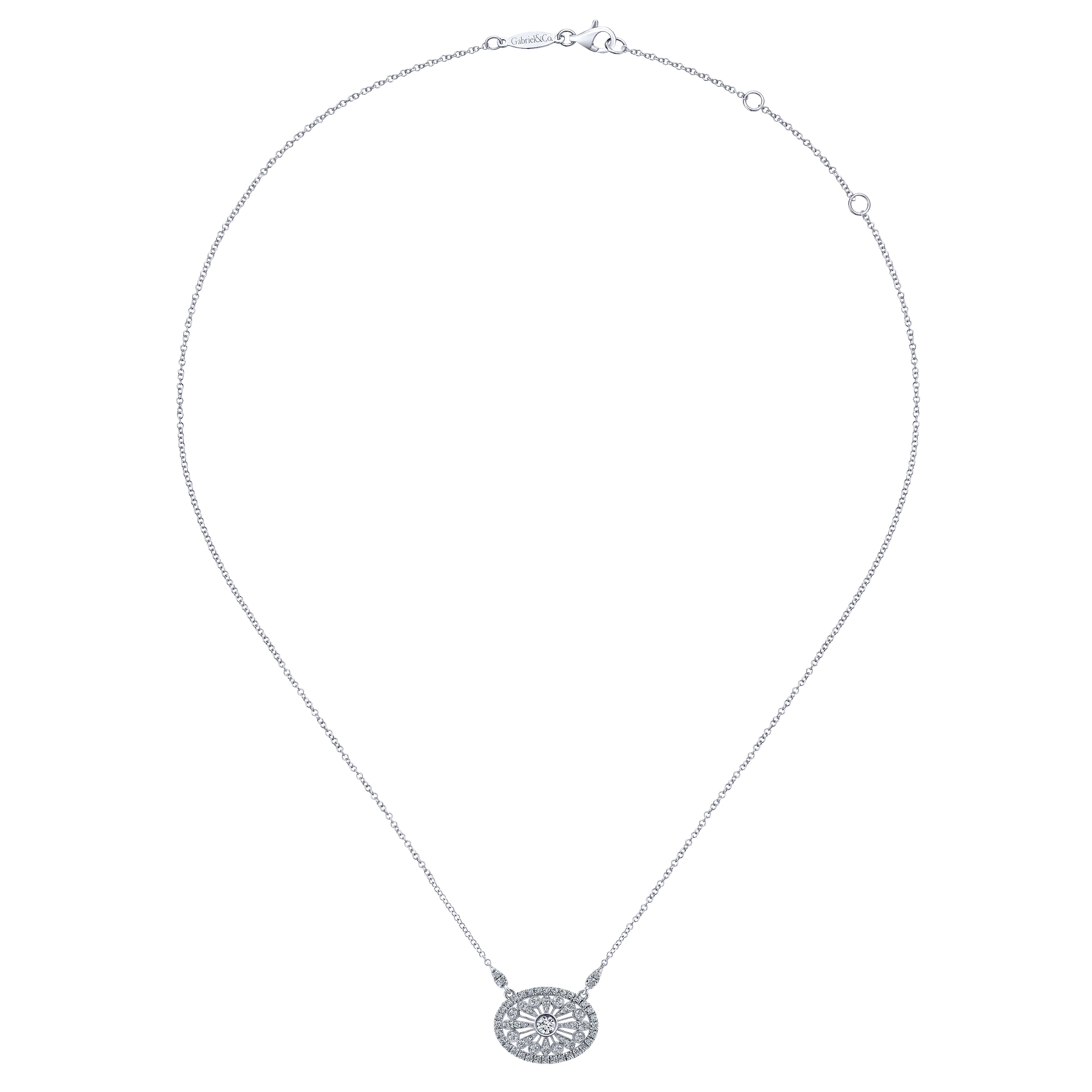 14k White Gold Diamond Fashion Necklace angle 2 14k White Gold Diamond Fashion Necklace angle 2