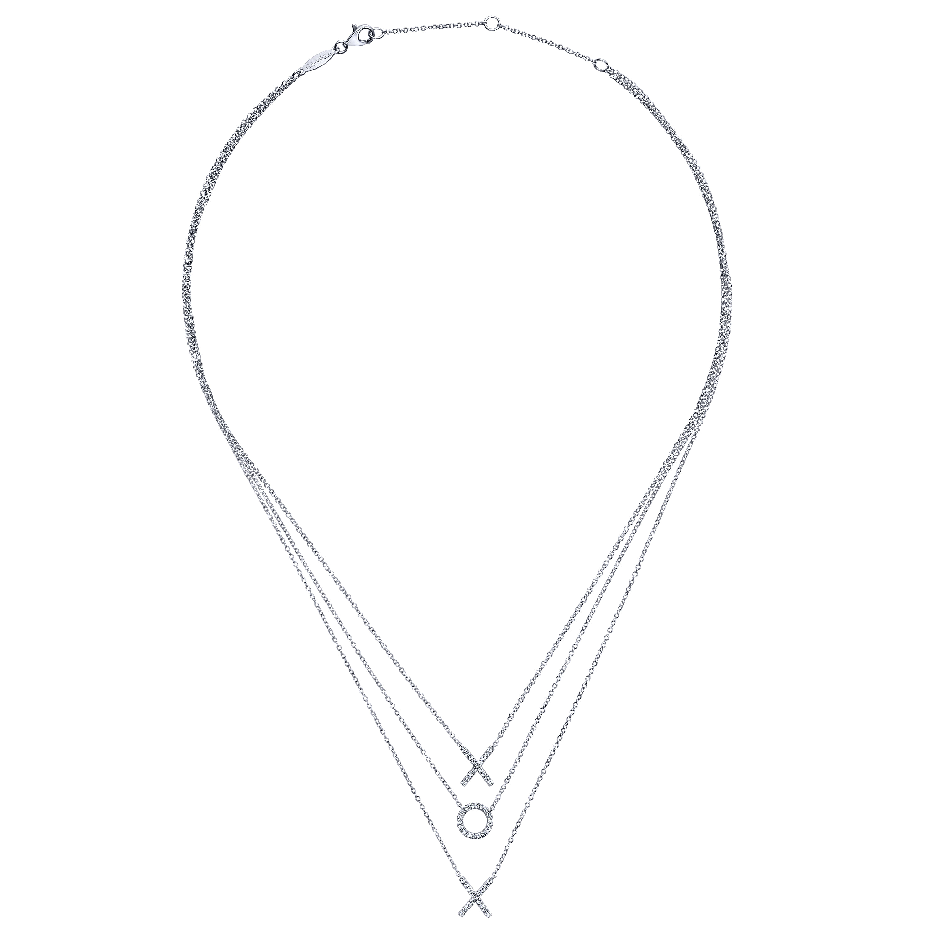 14k White Gold Diamond Fashion Necklace angle 2 14k White Gold Diamond Fashion Necklace angle 2