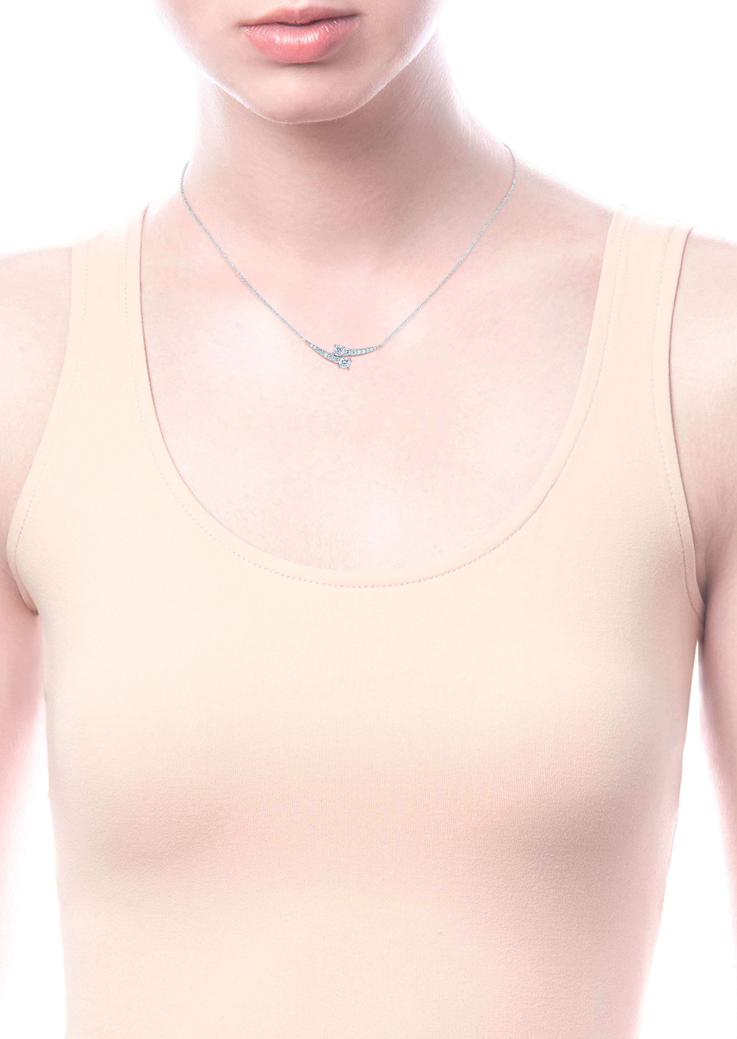 14k White Gold Diamond Fashion Necklace angle 3 14k White Gold Diamond Fashion Necklace angle 3