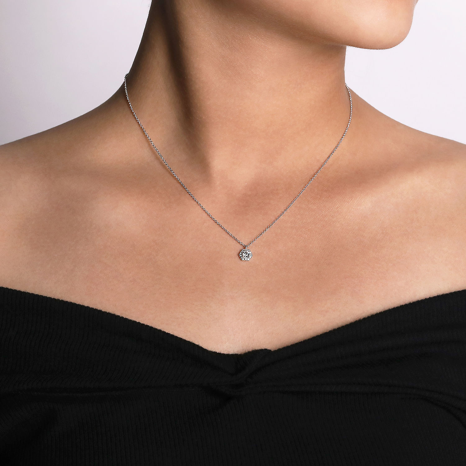 14k White Gold Diamond Fashion Necklace angle 3 14k White Gold Diamond Fashion Necklace angle 3