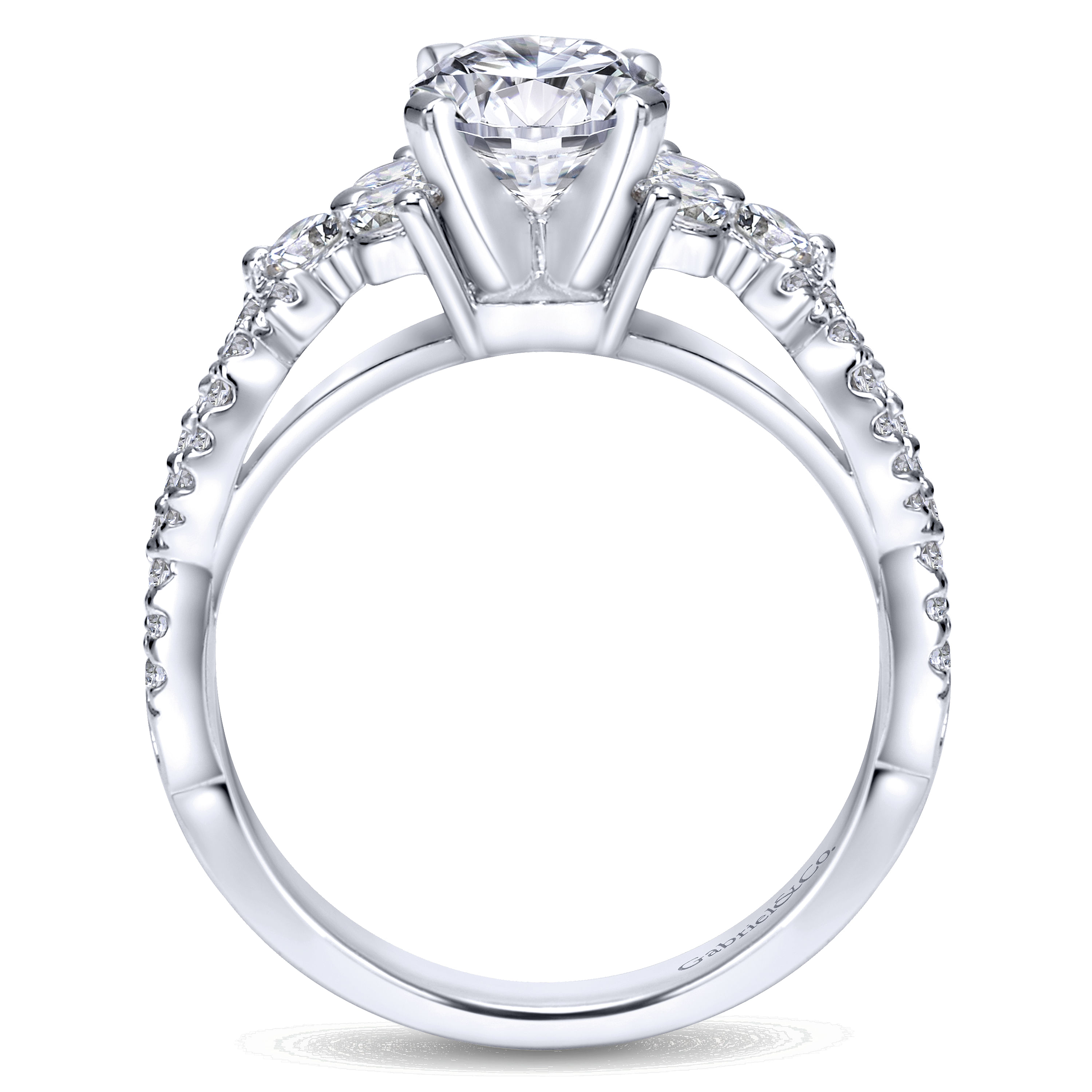 14k White Gold Diamond Free Form Engagement Ring angle 2 14k White Gold Diamond Free Form Engagement Ring angle 2