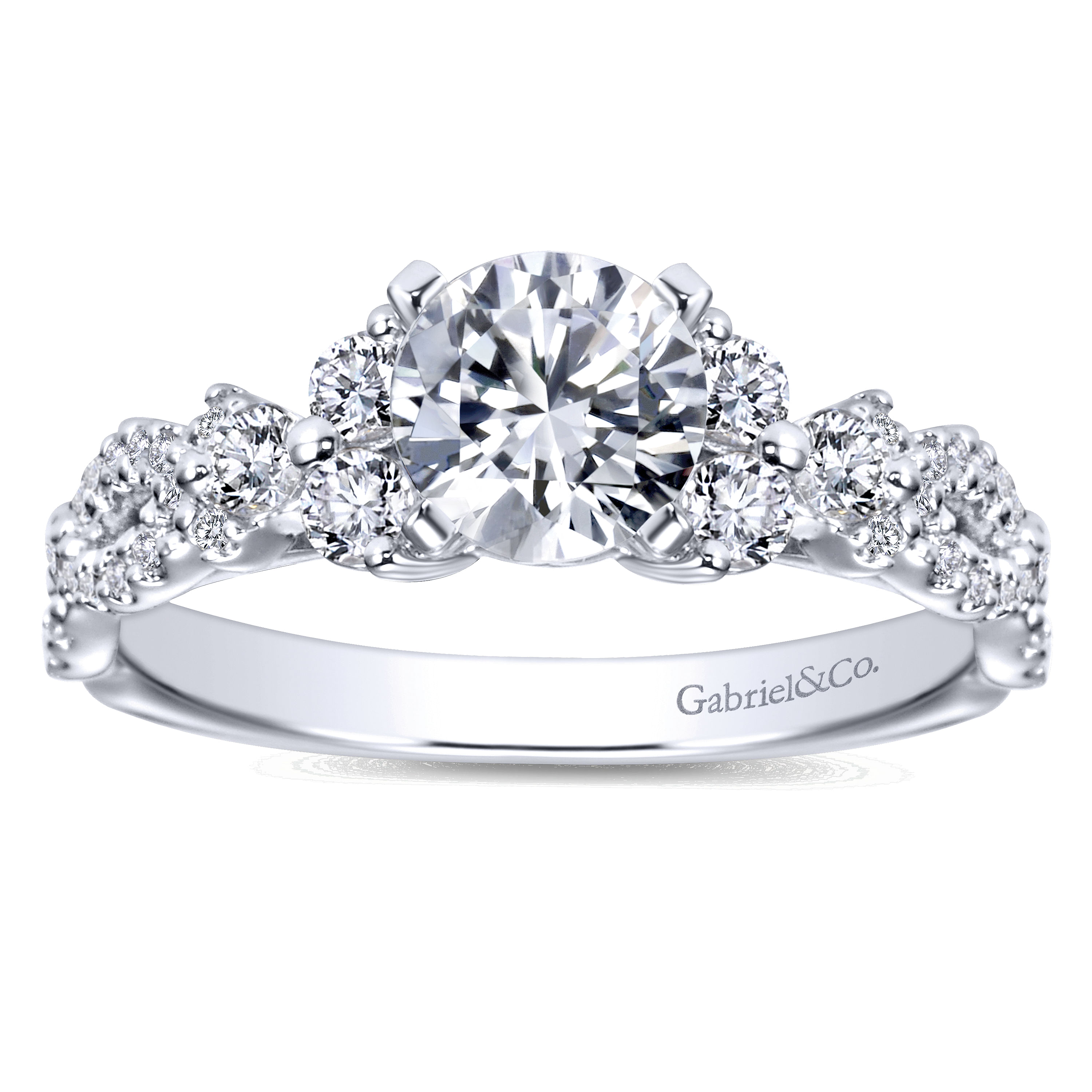 14k White Gold Diamond Free Form Engagement Ring angle 5 14k White Gold Diamond Free Form Engagement Ring angle 5