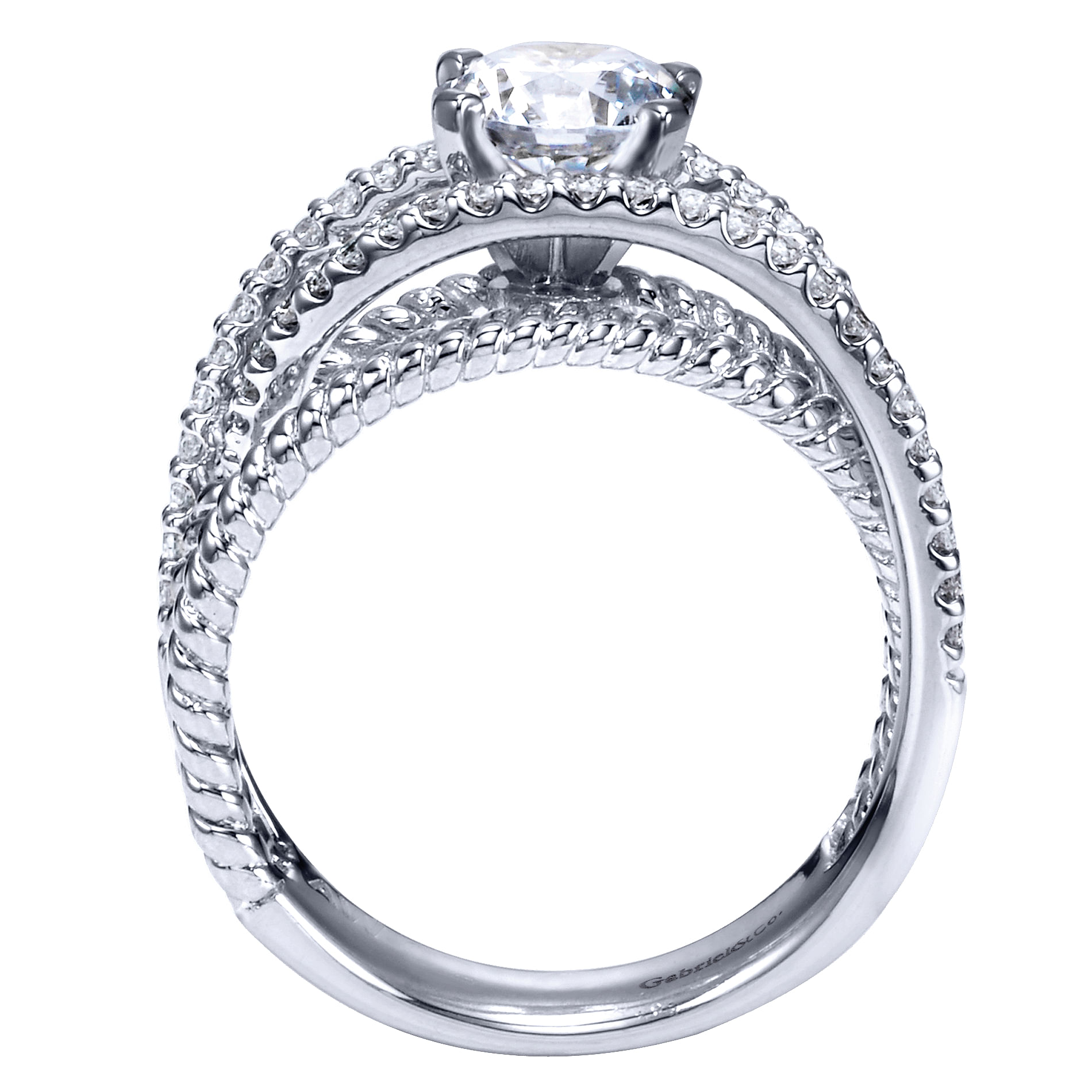 14k White Gold Diamond Free Form Engagement Ring angle 2 14k White Gold Diamond Free Form Engagement Ring angle 2
