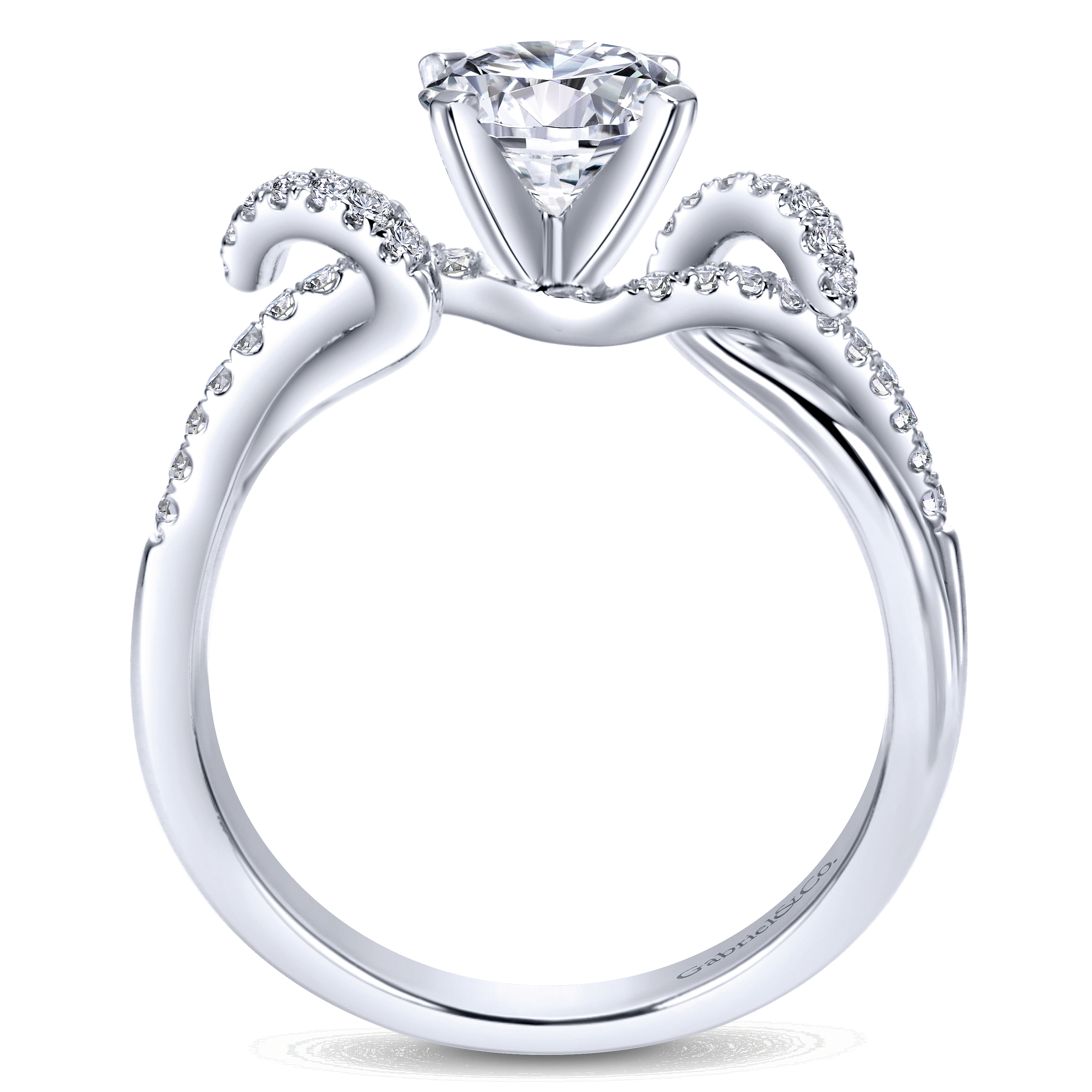 14k White Gold Diamond Free Form Engagement Ring angle 2 14k White Gold Diamond Free Form Engagement Ring angle 2