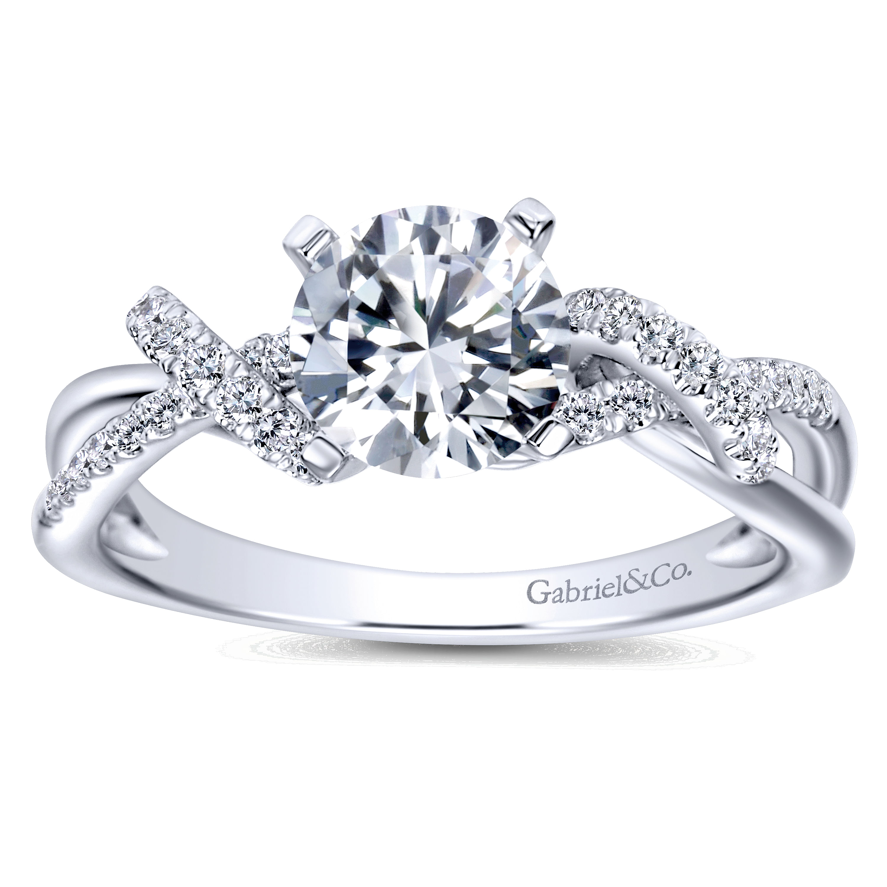 14k White Gold Diamond Free Form Engagement Ring angle 5 14k White Gold Diamond Free Form Engagement Ring angle 5