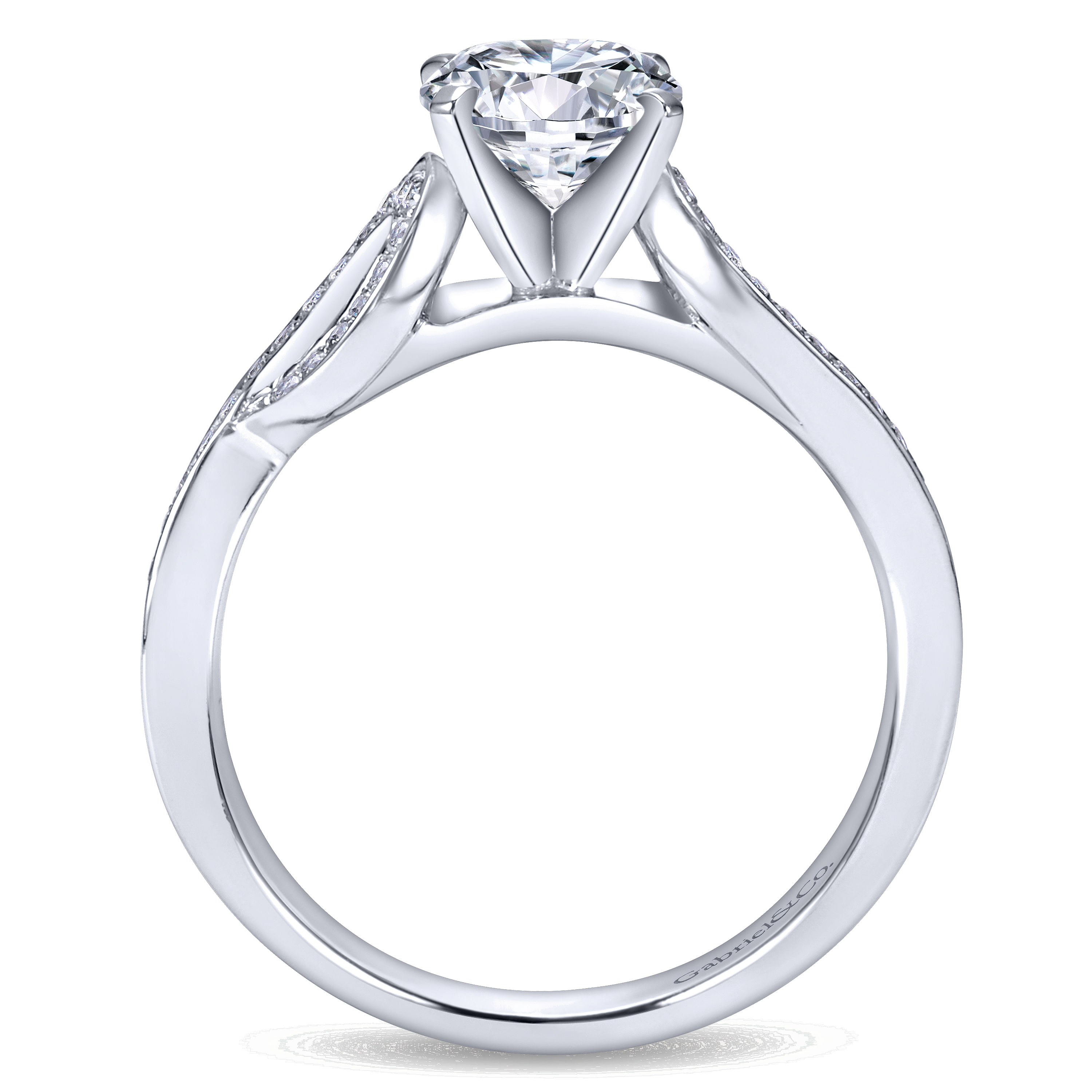 14k White Gold Diamond Free Form Engagement Ring angle 2 14k White Gold Diamond Free Form Engagement Ring angle 2