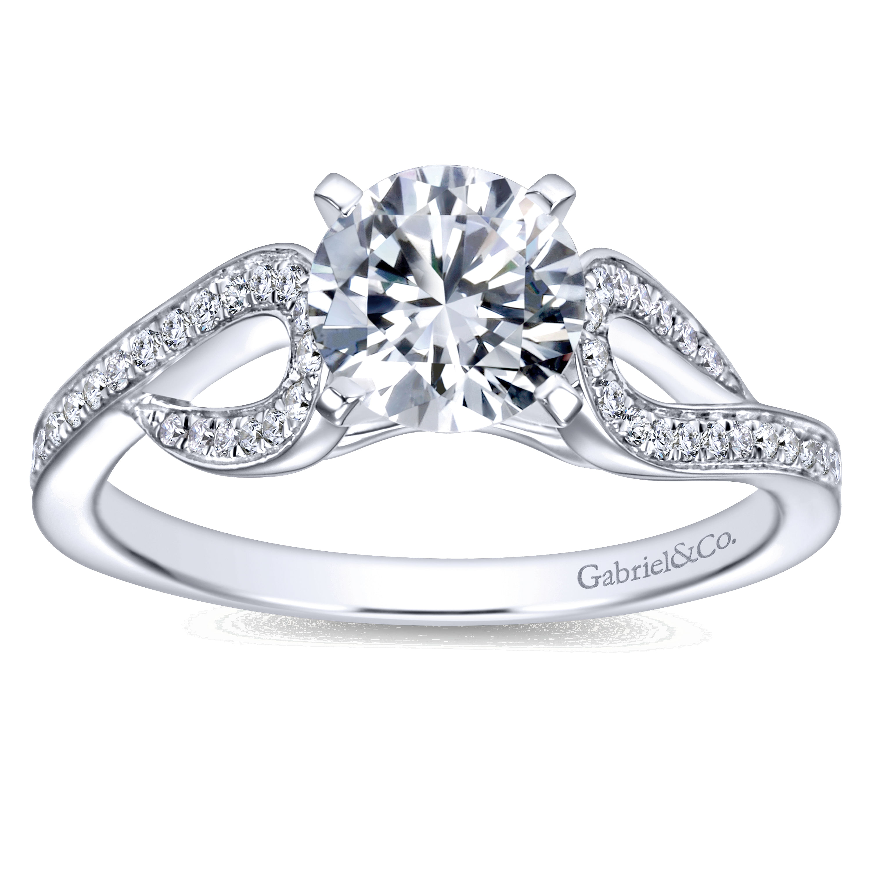 14k White Gold Diamond Free Form Engagement Ring angle 5 14k White Gold Diamond Free Form Engagement Ring angle 5