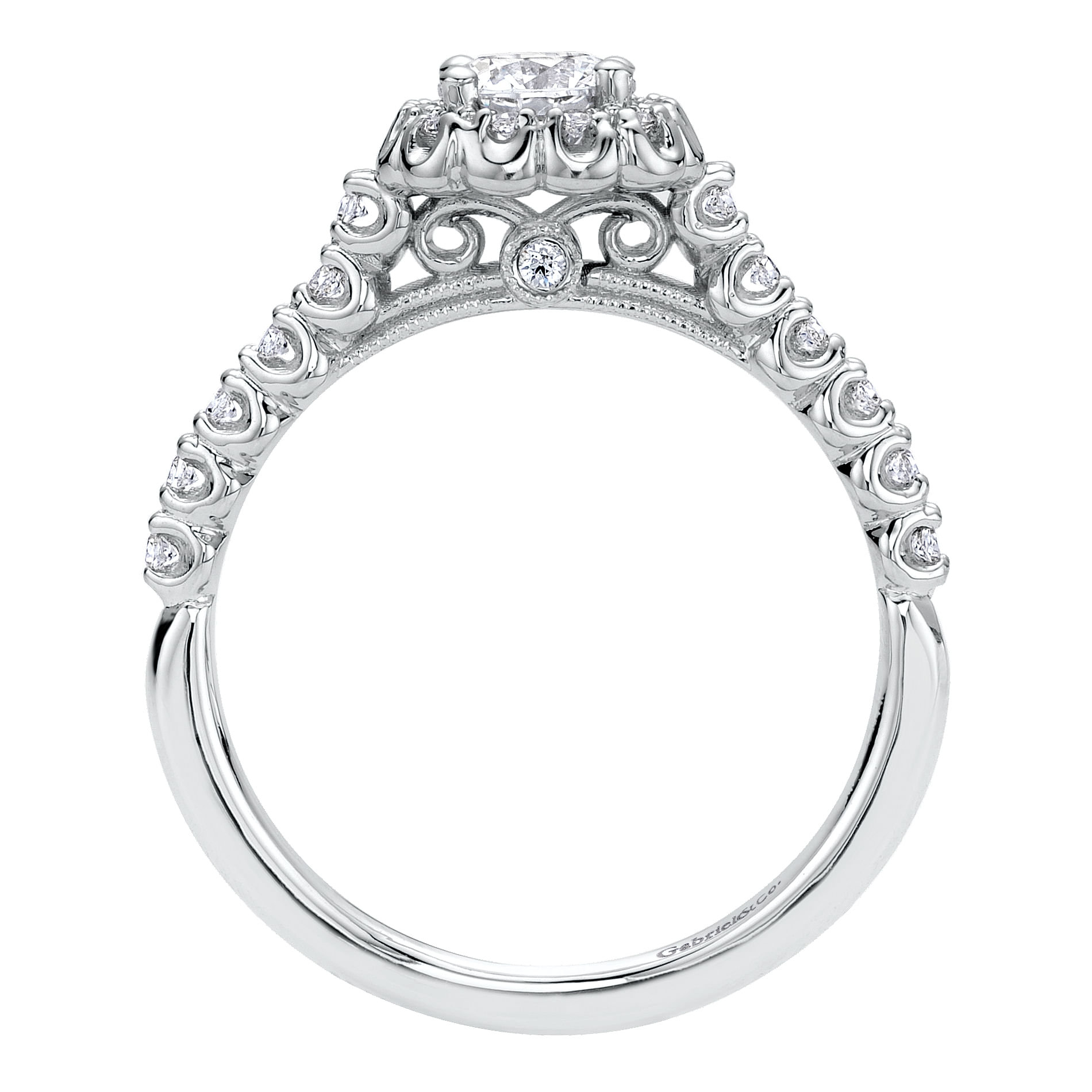 14k White Gold Diamond Halo Engagement Ring angle 2 14k White Gold Diamond Halo Engagement Ring angle 2