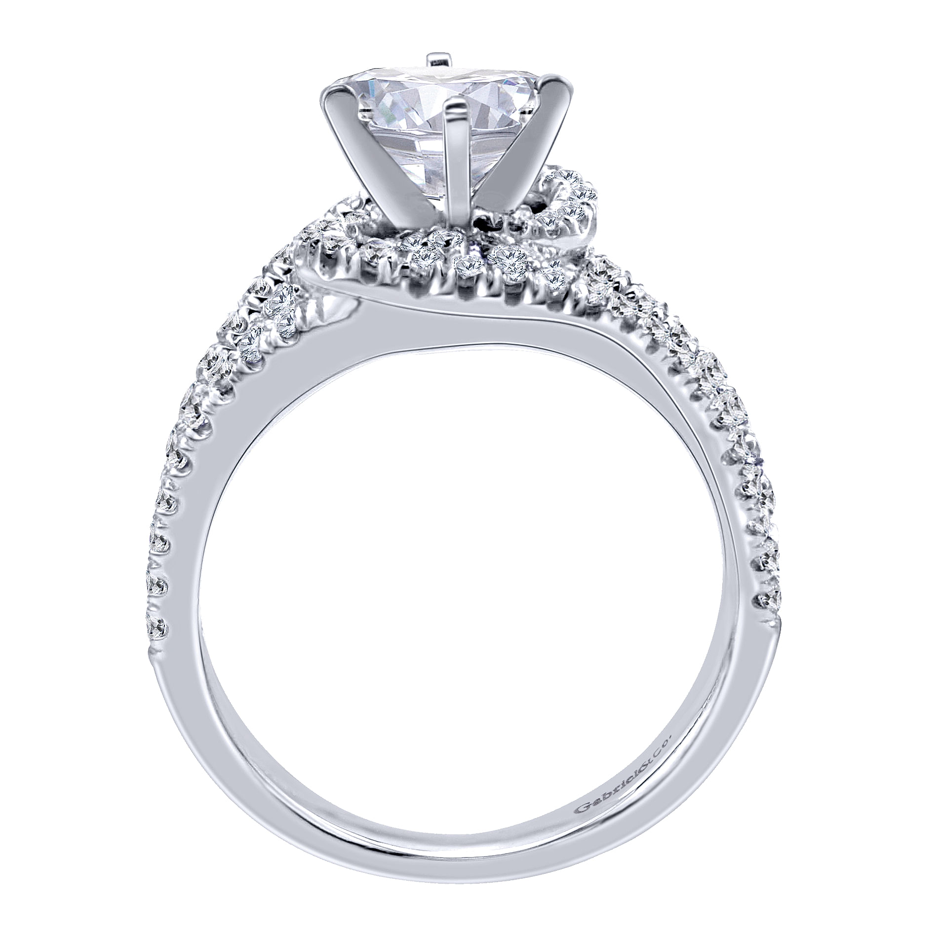 14k White Gold Diamond Halo Engagement Ring angle 2 14k White Gold Diamond Halo Engagement Ring angle 2