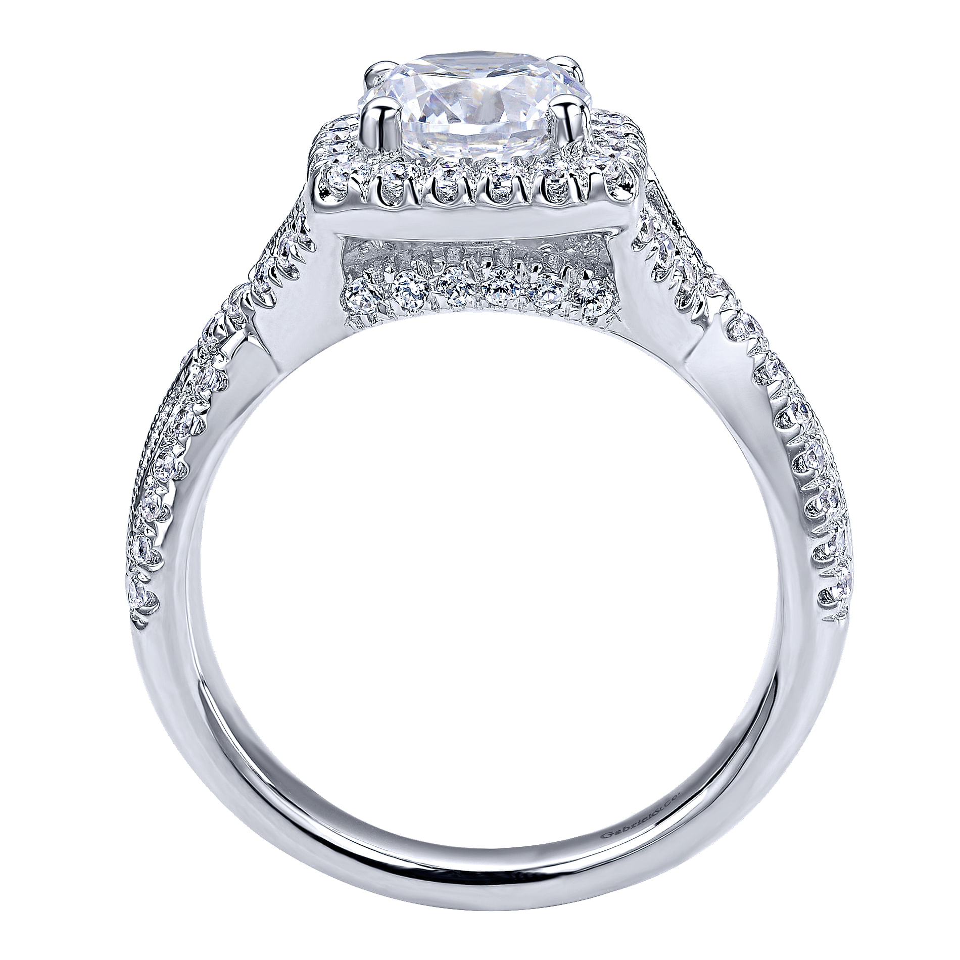 14k White Gold Diamond Halo Engagement Ring angle 2 14k White Gold Diamond Halo Engagement Ring angle 2