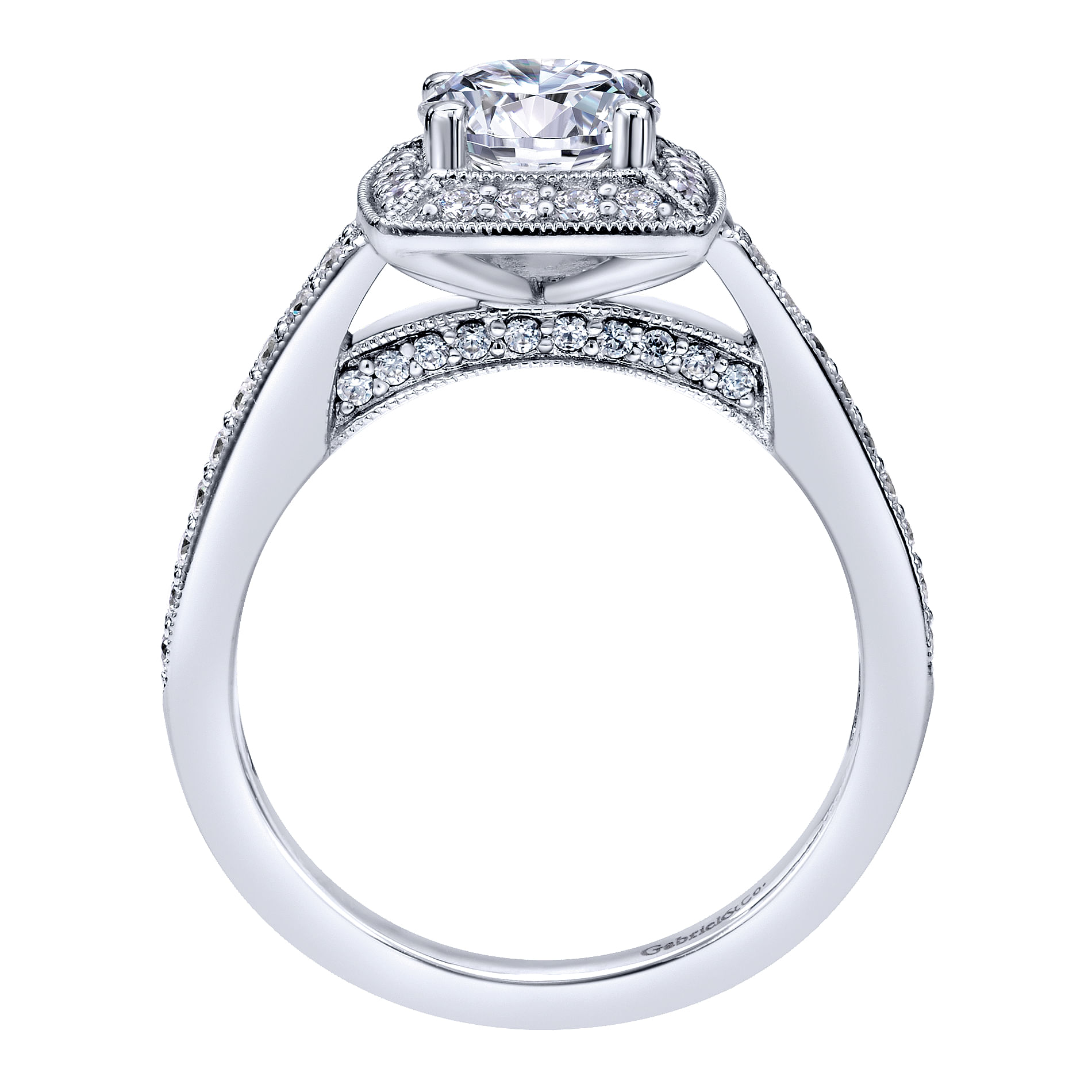 14k White Gold Diamond Halo Engagement Ring angle 2 14k White Gold Diamond Halo Engagement Ring angle 2