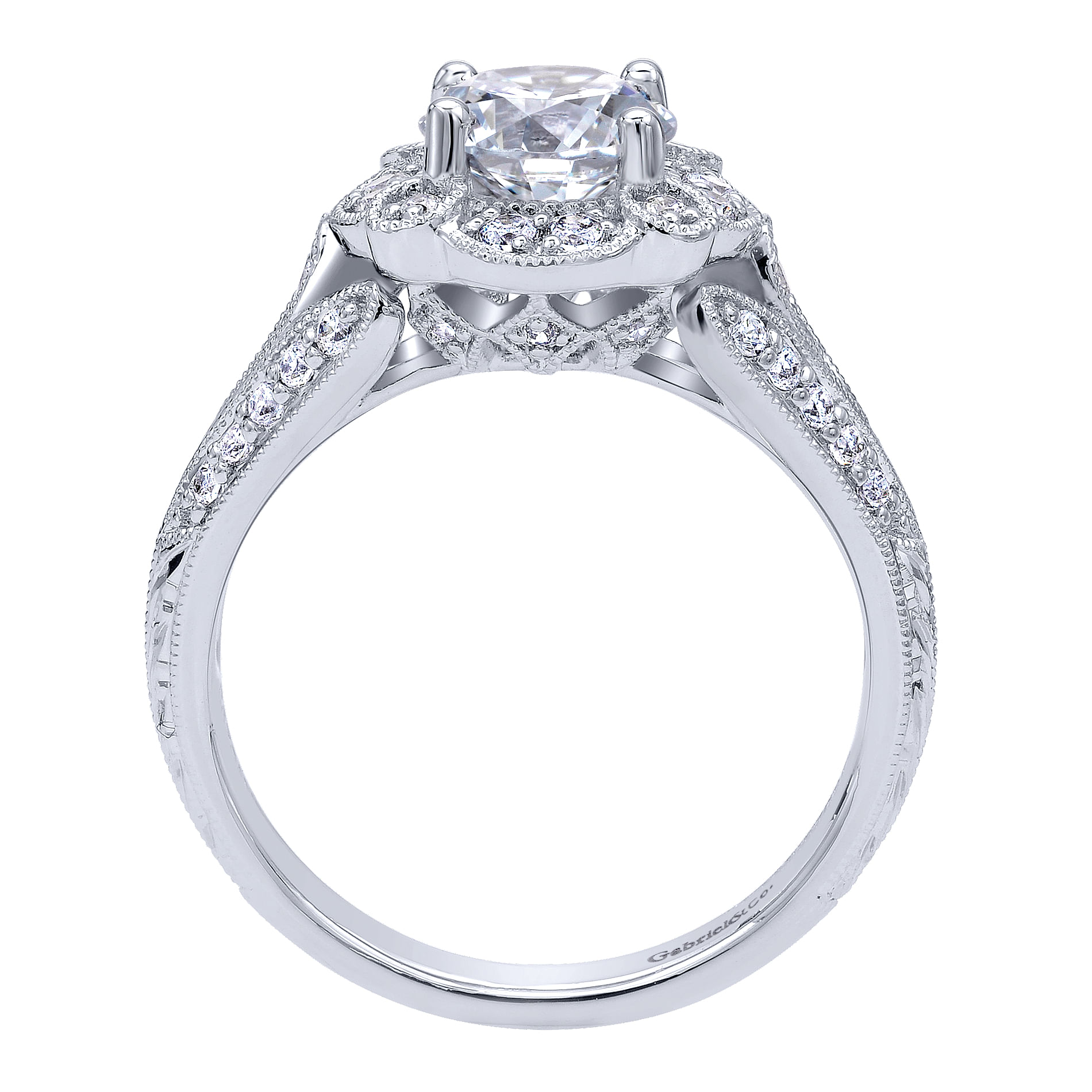 14k White Gold Diamond Halo Engagement Ring angle 2 14k White Gold Diamond Halo Engagement Ring angle 2