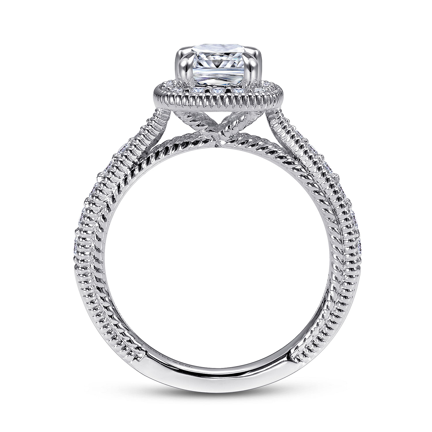 14k White Gold Diamond Halo Engagement Ring angle 2 14k White Gold Diamond Halo Engagement Ring angle 2