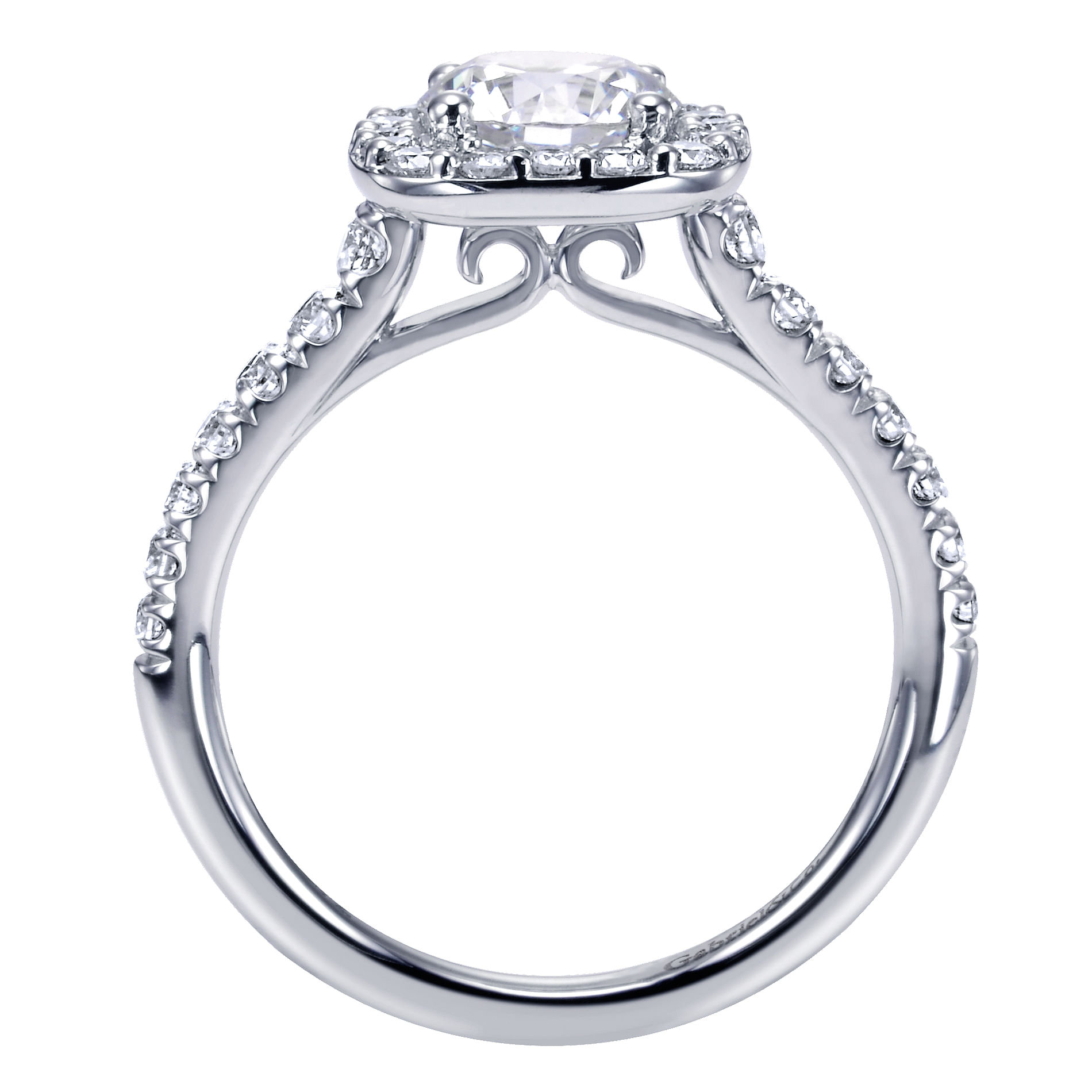 14k White Gold Diamond Halo Engagement Ring angle 2 14k White Gold Diamond Halo Engagement Ring angle 2
