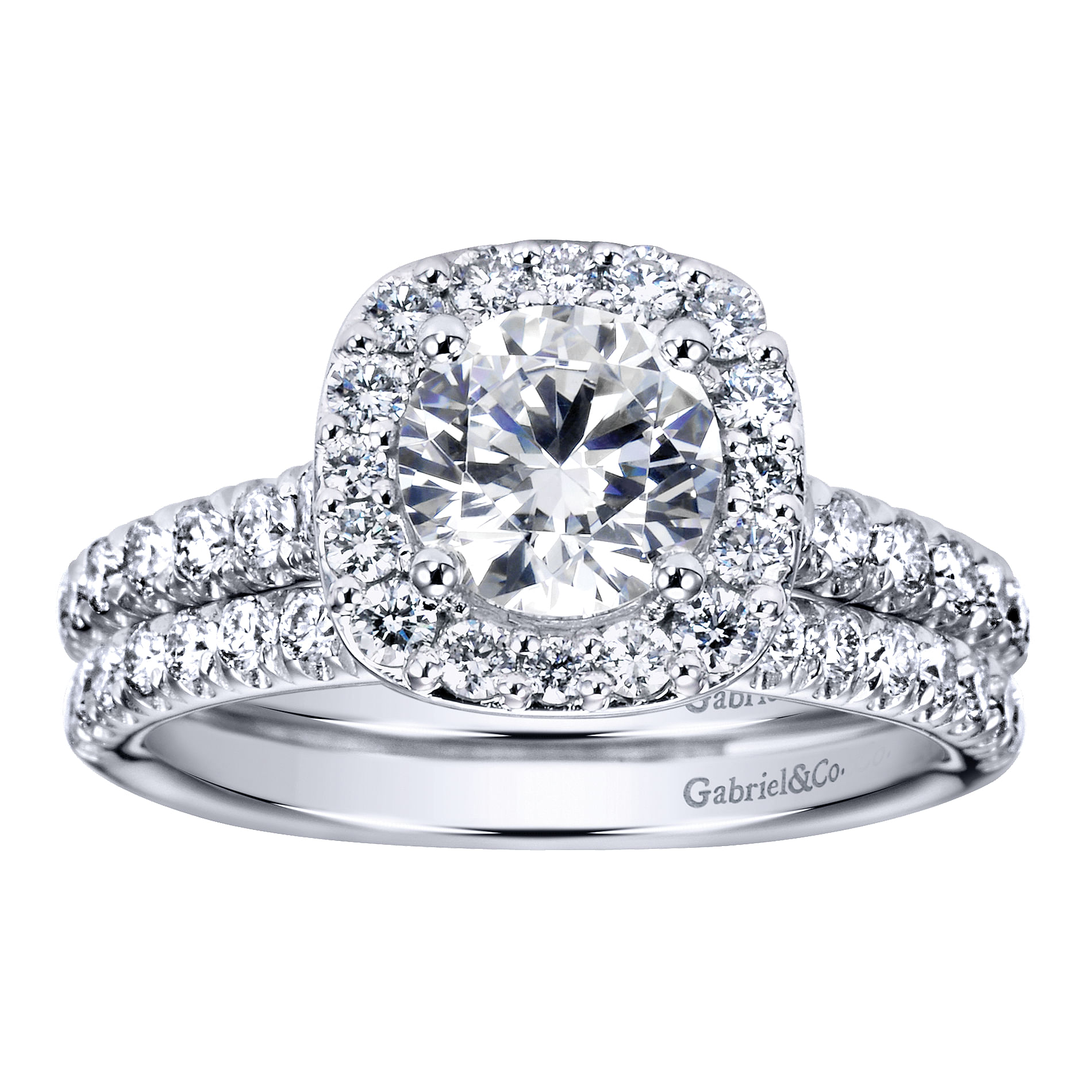 14k White Gold Diamond Halo Engagement Ring angle 4 14k White Gold Diamond Halo Engagement Ring angle 4
