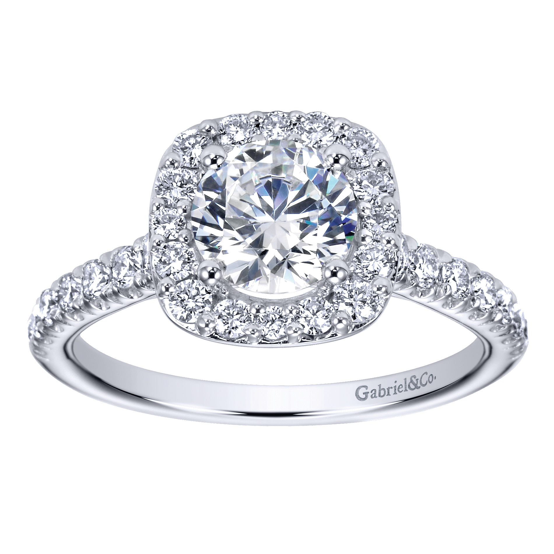 14k White Gold Diamond Halo Engagement Ring angle 5 14k White Gold Diamond Halo Engagement Ring angle 5