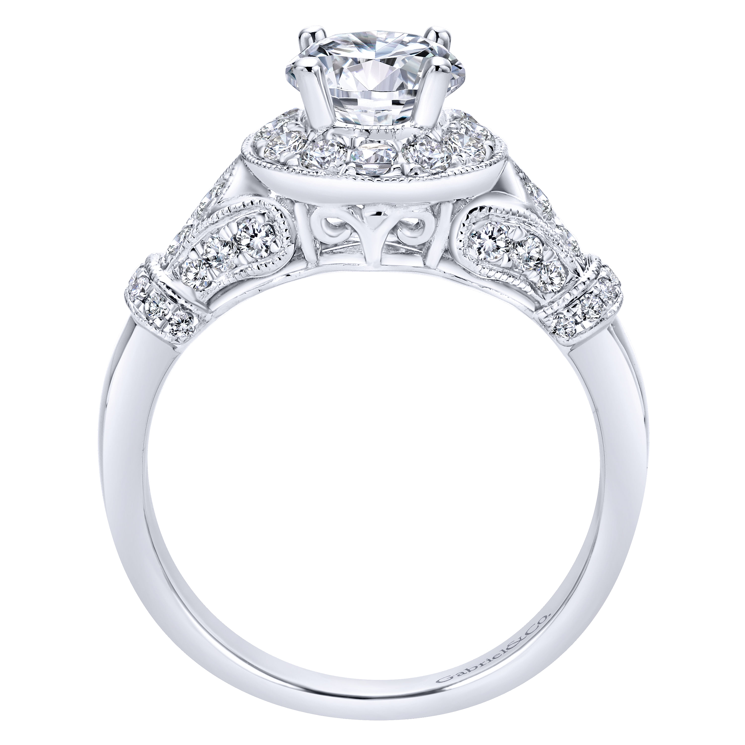14k White Gold Diamond Halo Engagement Ring angle 2 14k White Gold Diamond Halo Engagement Ring angle 2