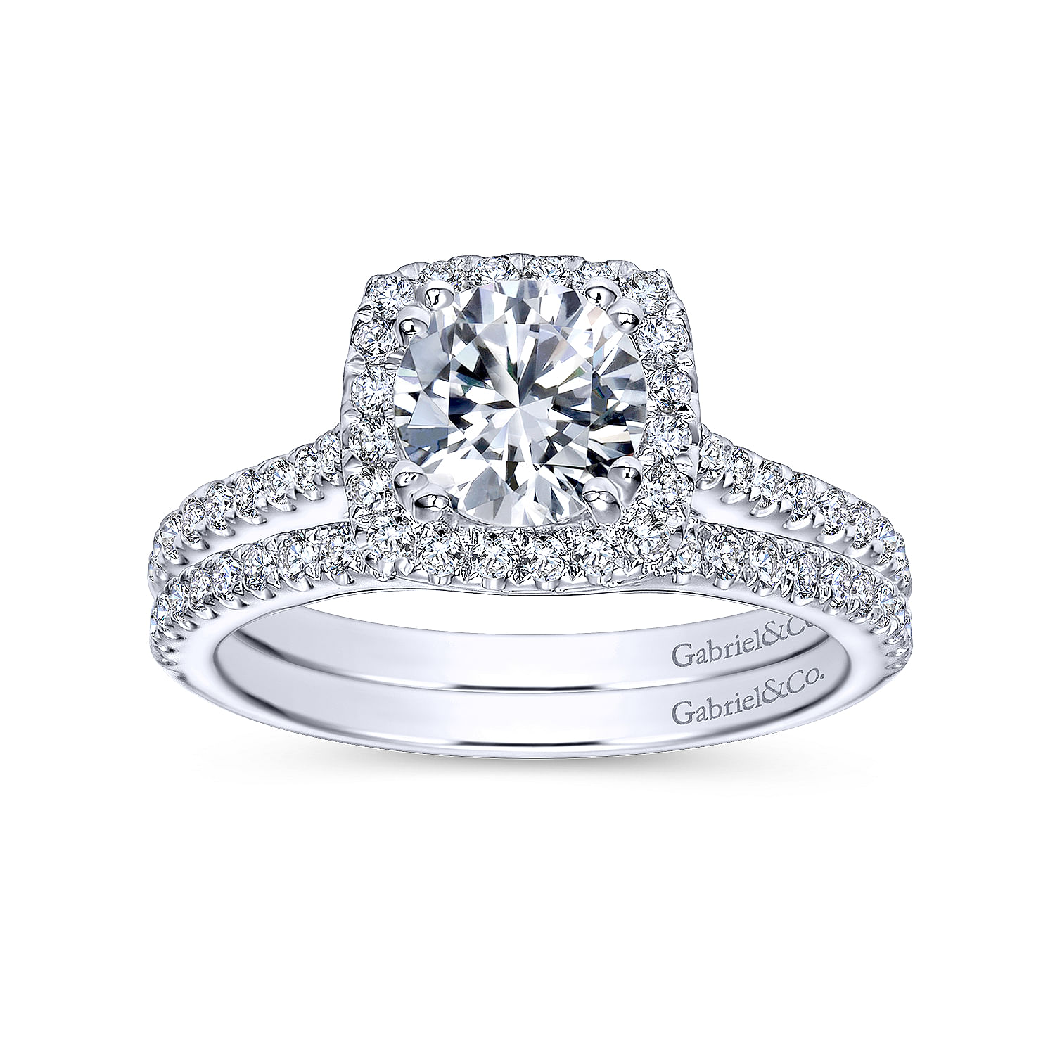 14k White Gold Diamond Halo Engagement Ring angle 4 14k White Gold Diamond Halo Engagement Ring angle 4