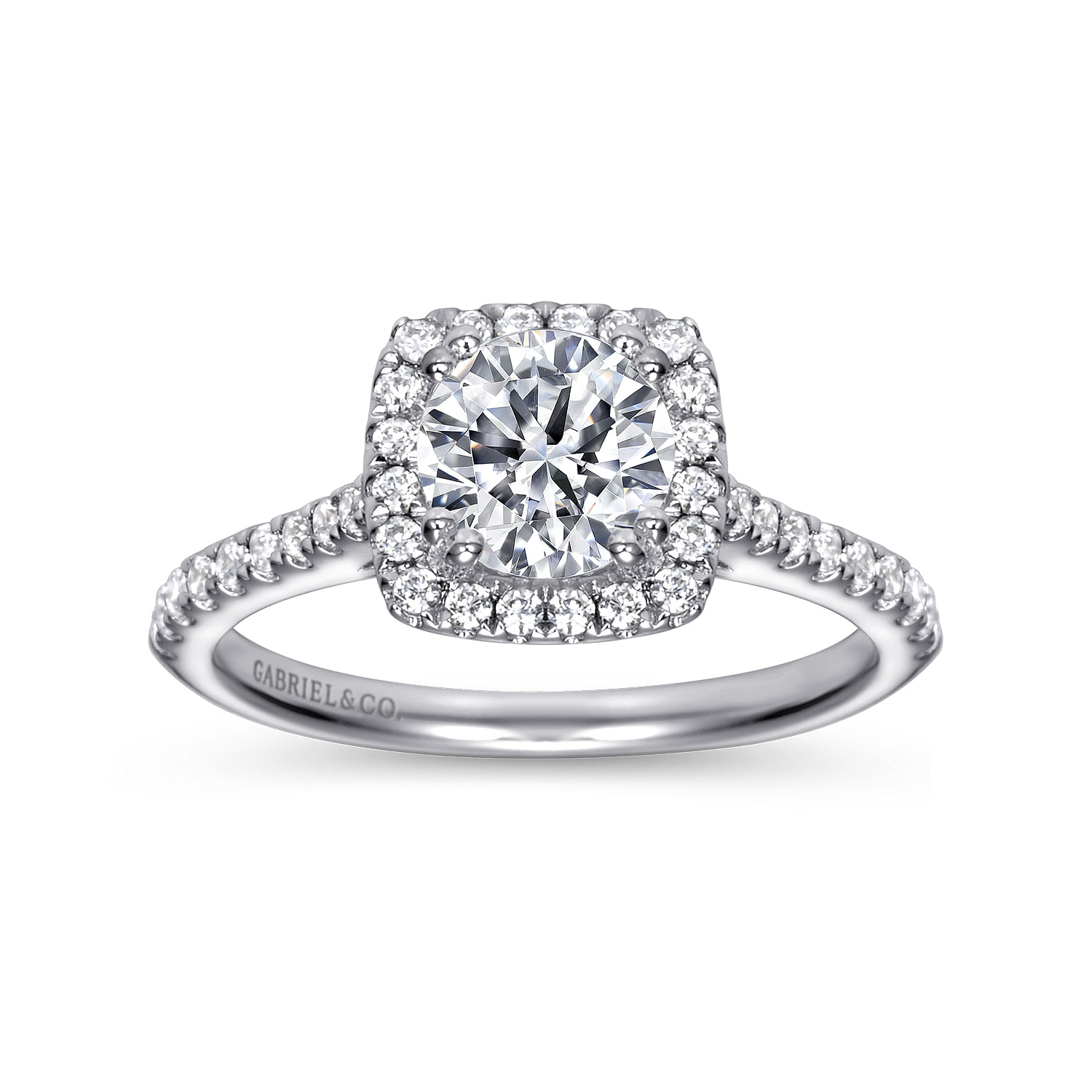 14k White Gold Diamond Halo Engagement Ring angle 5 14k White Gold Diamond Halo Engagement Ring angle 5